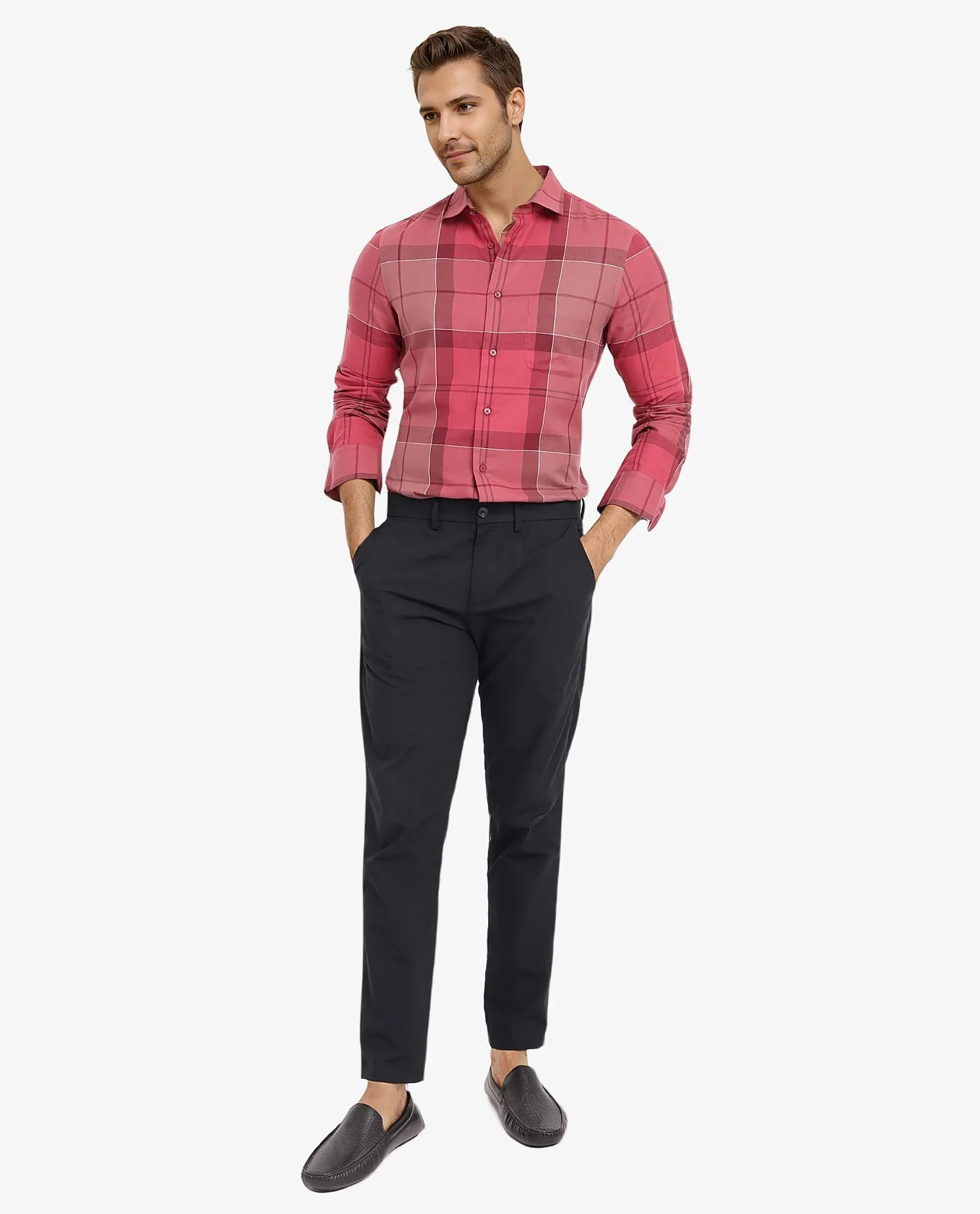 Rare Rabbit Men's John Red Cotton Blend Checked Print Regular Fit Full Sleeve Collared Shirt - Image 2