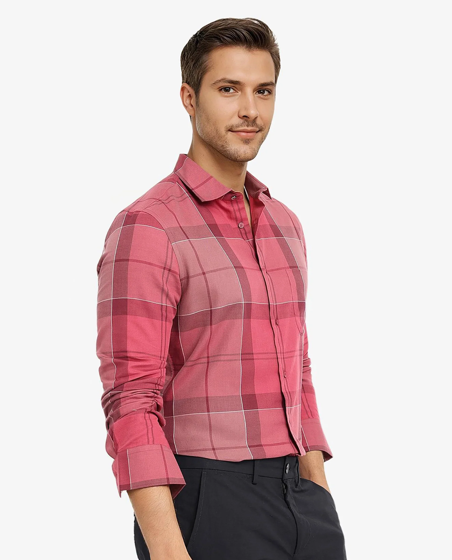 Rare Rabbit Men's John Red Cotton Blend Checked Print Regular Fit Full Sleeve Collared Shirt - Image 5