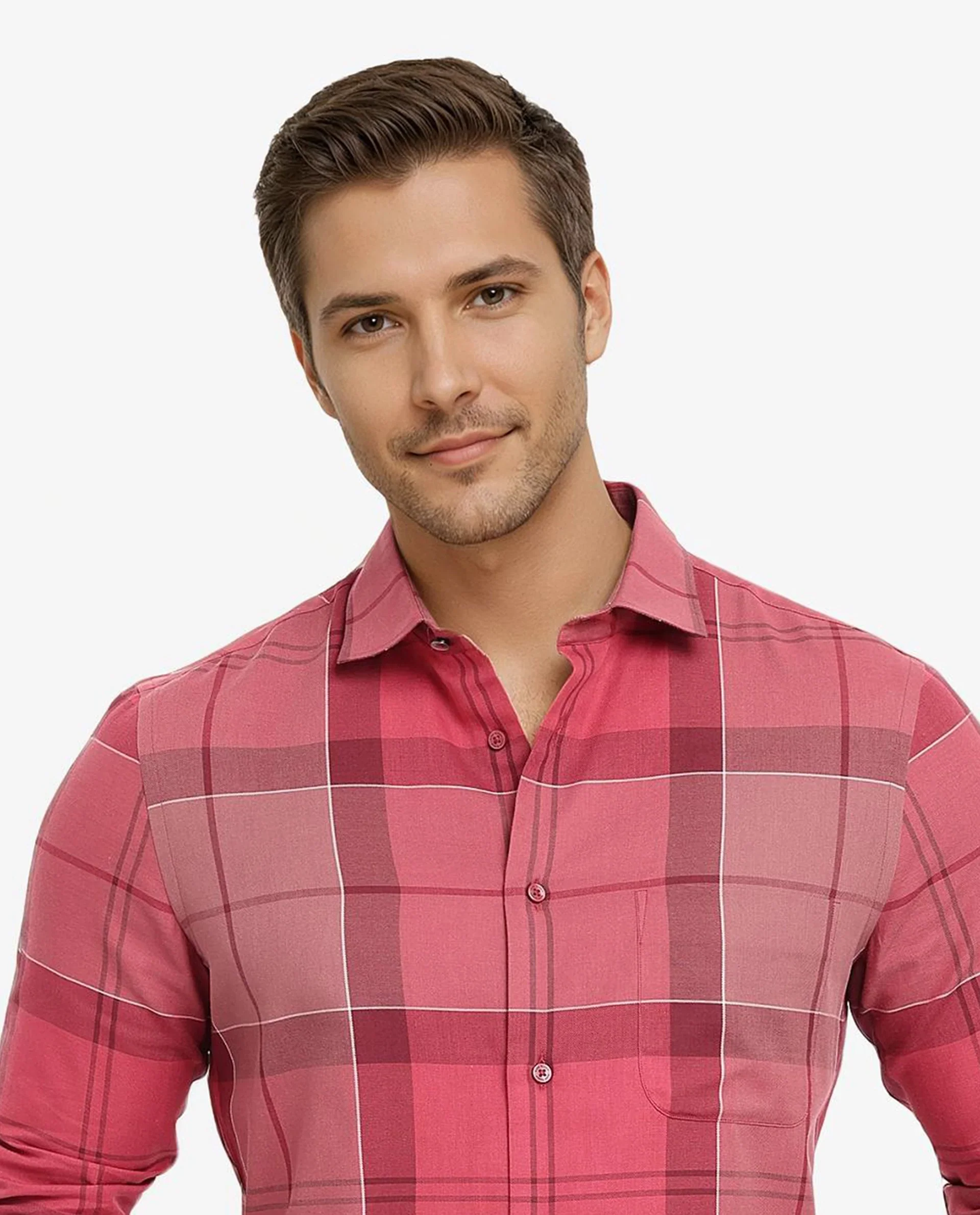 Rare Rabbit Men's John Red Cotton Blend Checked Print Regular Fit Full Sleeve Collared Shirt - Image 8