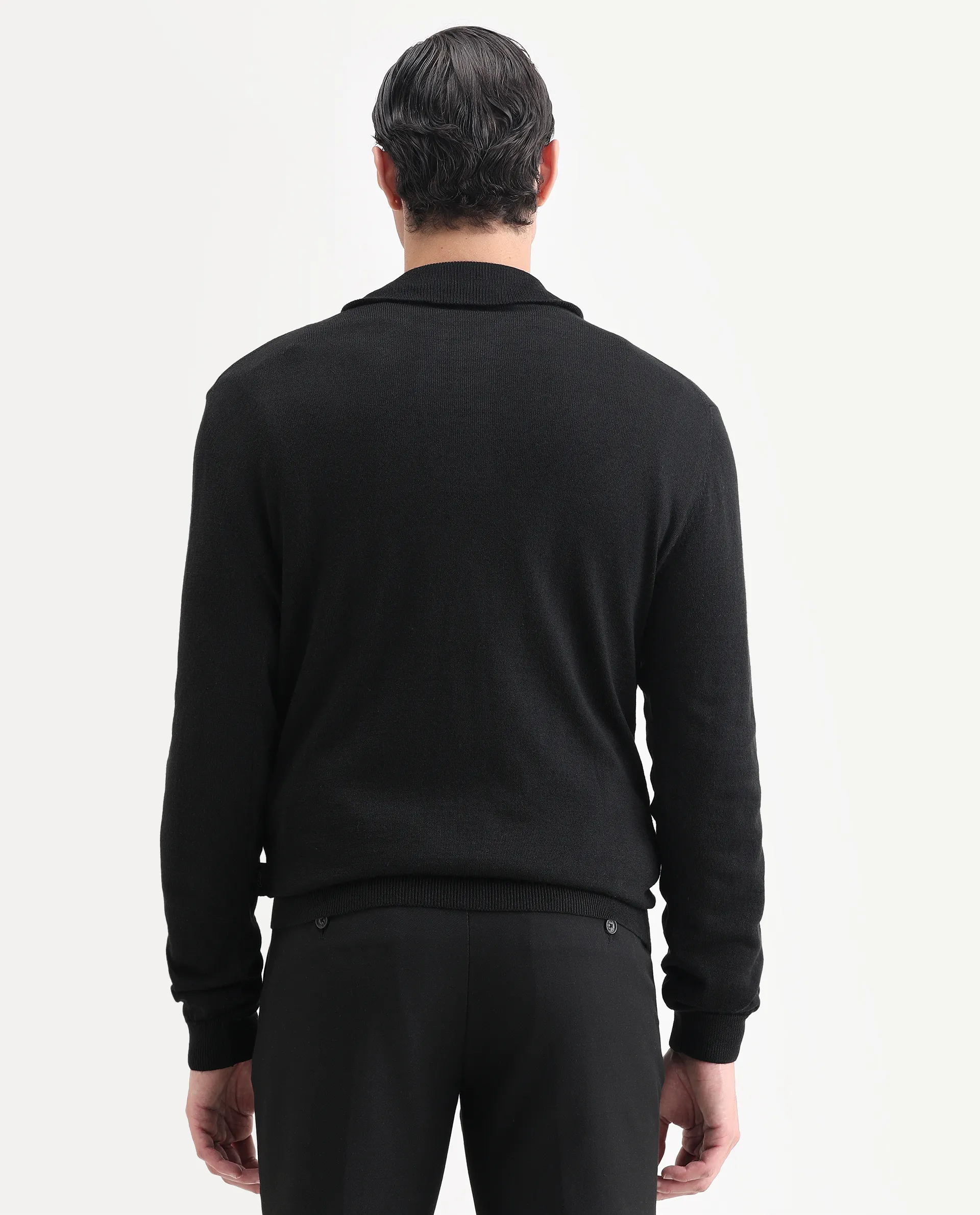 Rare Rabbit Men's Johny-25 Light Black Acrylic Fabric Full Sleeve High Neck Plain Sweater - Image 6