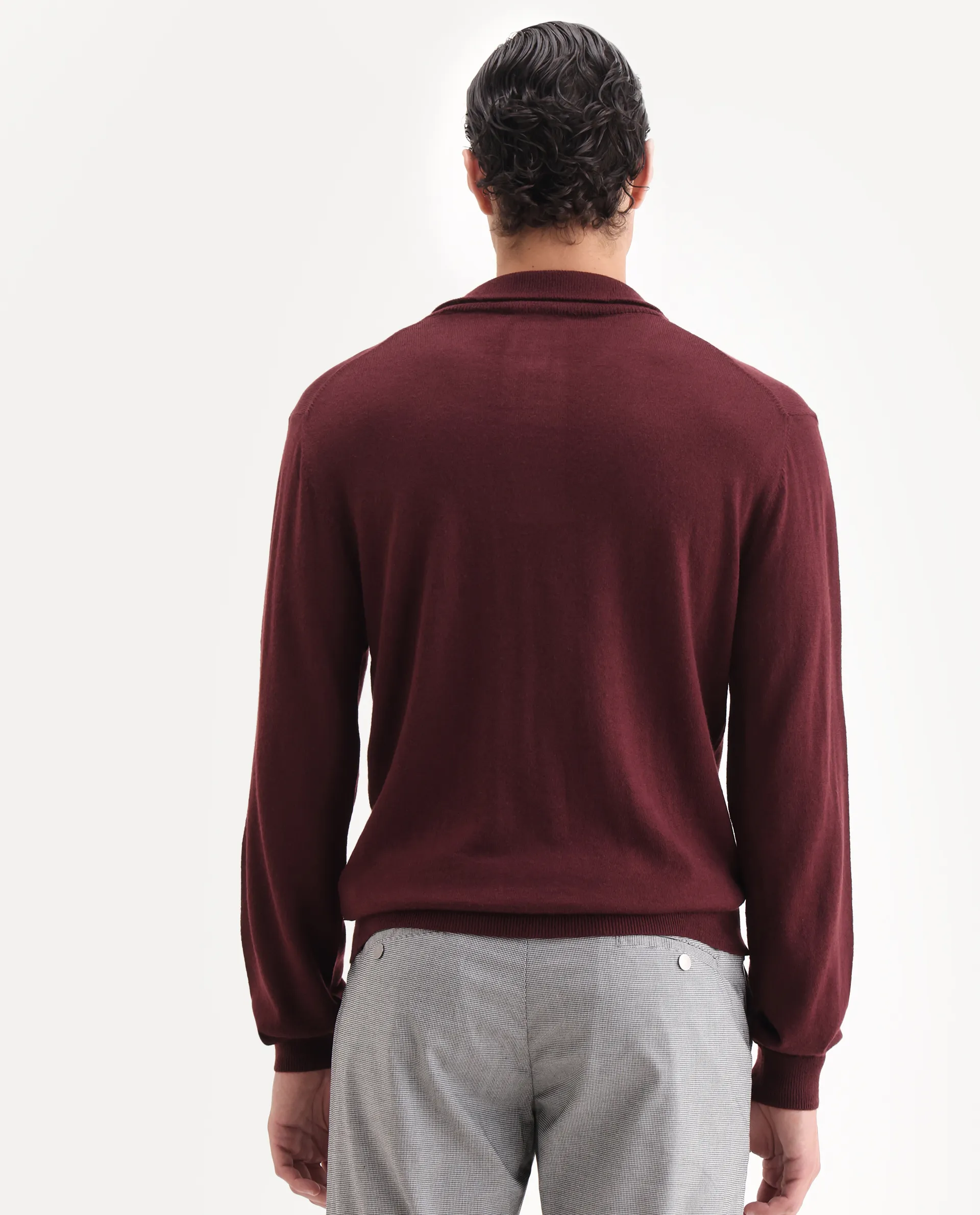 Rare Rabbit Men's Johny-25 Light Maroon Acrylic Fabric Full Sleeve High Neck Plain Sweater - Image 7
