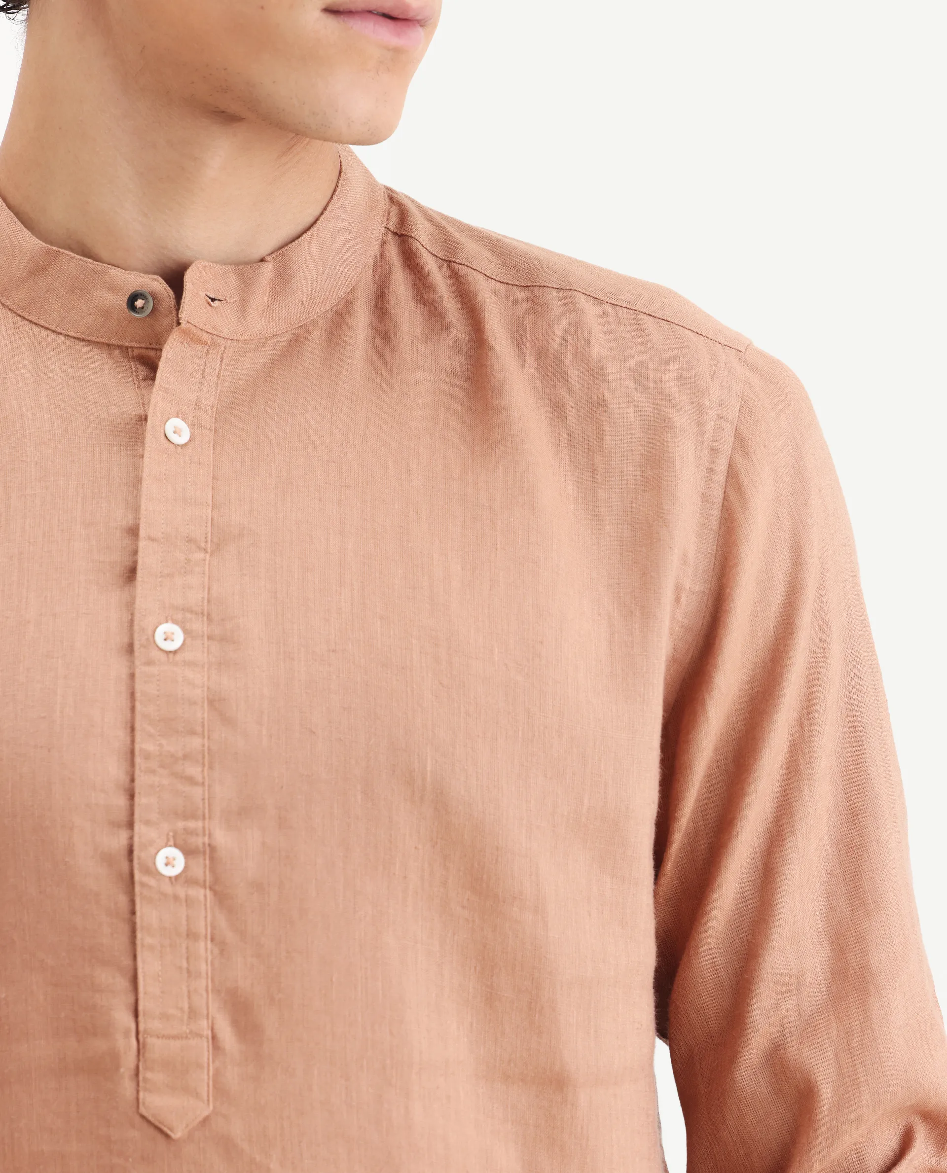 Rare Rabbit Men's Joi Beige 100% Linen Plain Regular Fit Full Sleeve Mandarin Collar Kurta - Image 6