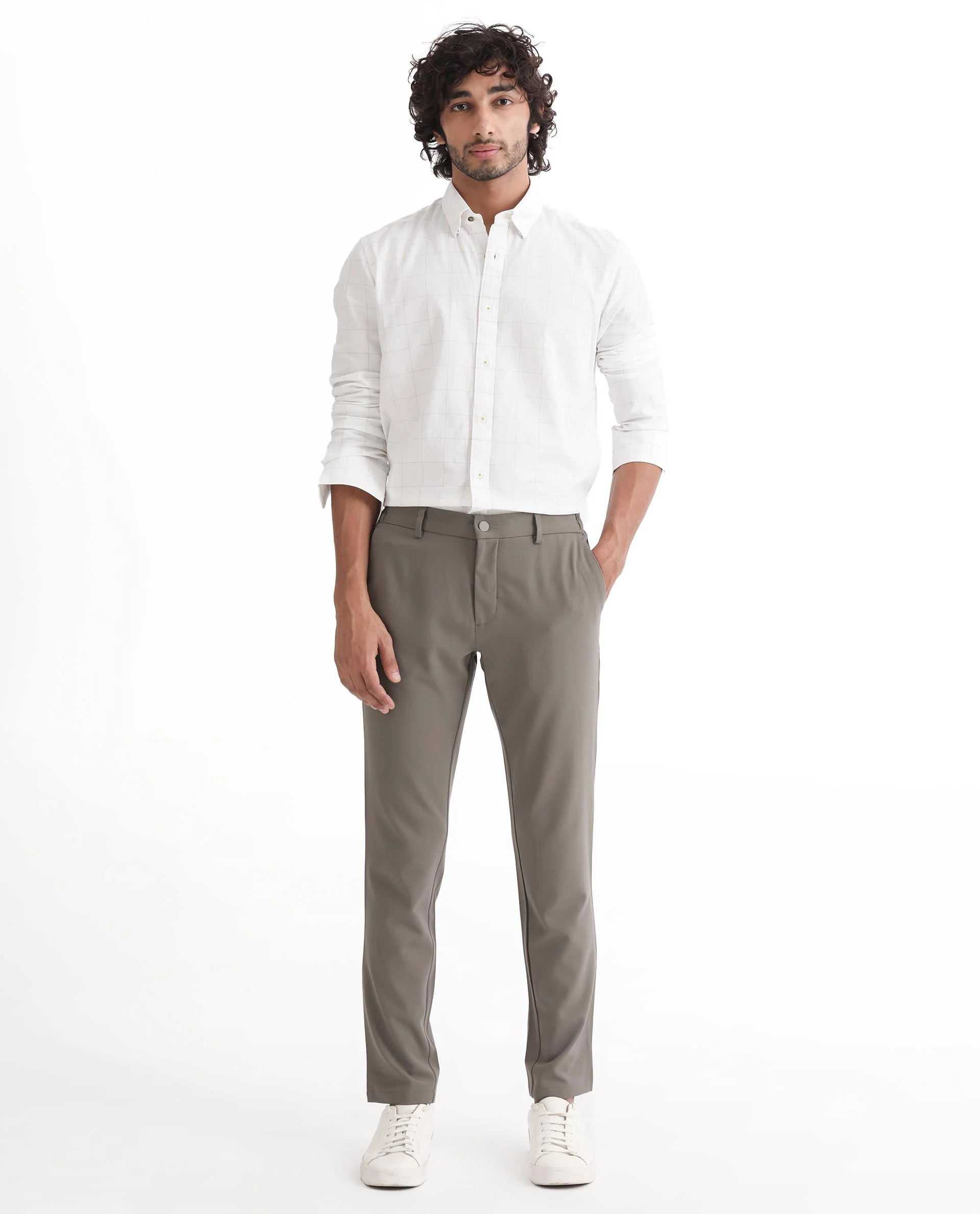 Rare Rabbit Men's Join White Cotton Checked Print Regular Fit Full Sleeve Collared Shirt - Image 2