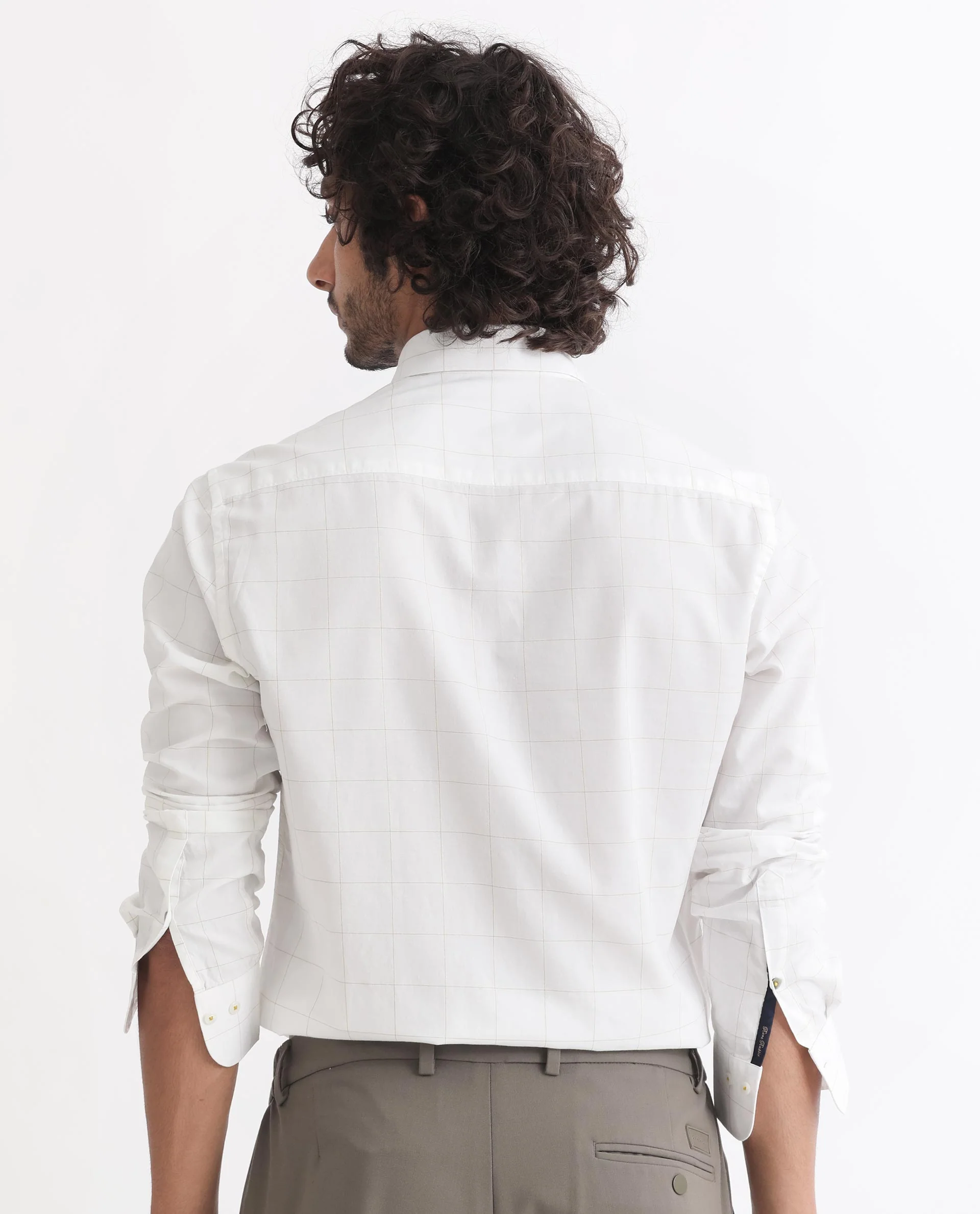 Rare Rabbit Men's Join White Cotton Checked Print Regular Fit Full Sleeve Collared Shirt - Image 8