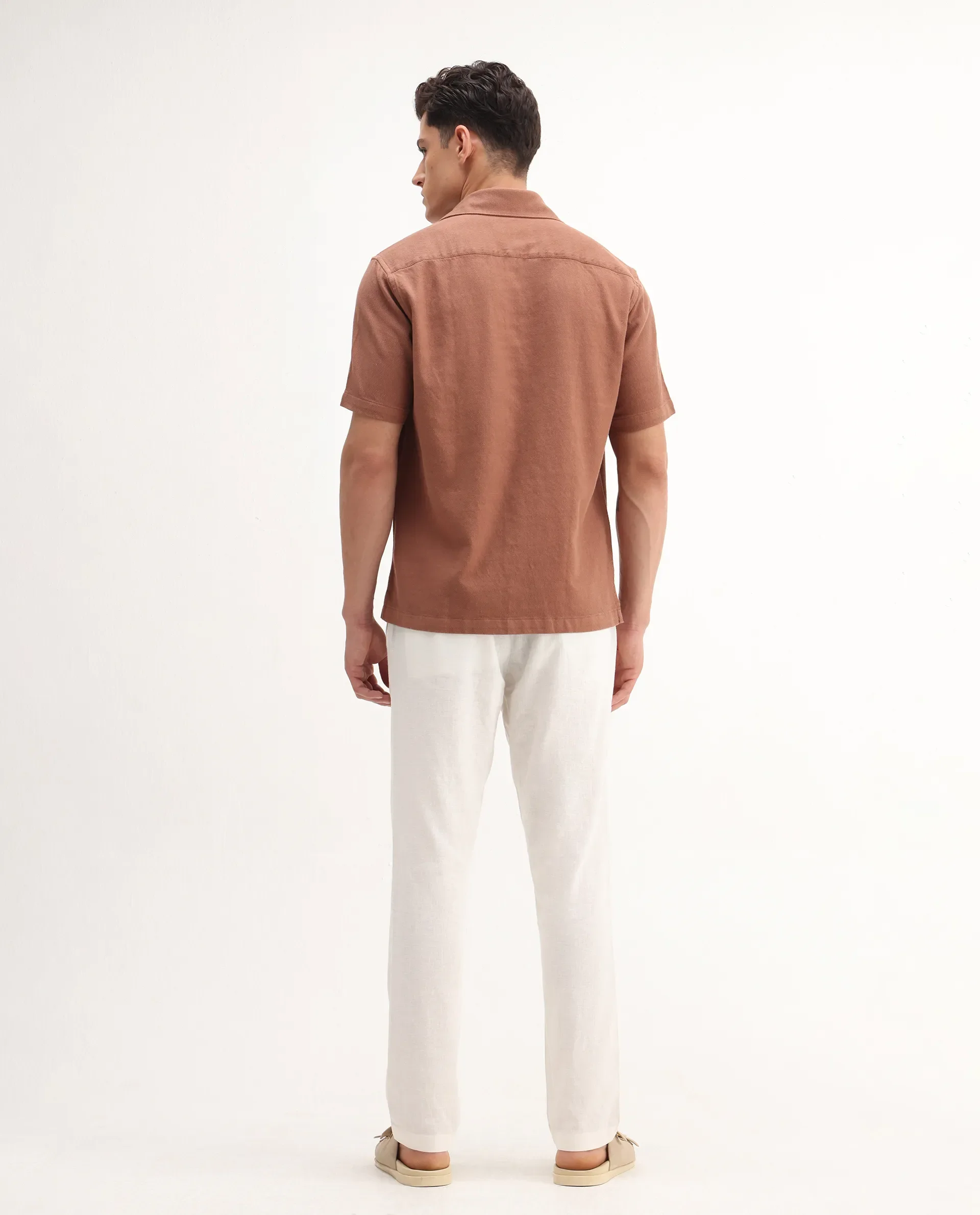 Rare Rabbit Men's Jomo-B White Linen Blend Plain Regular Fit Trouser - Image 9