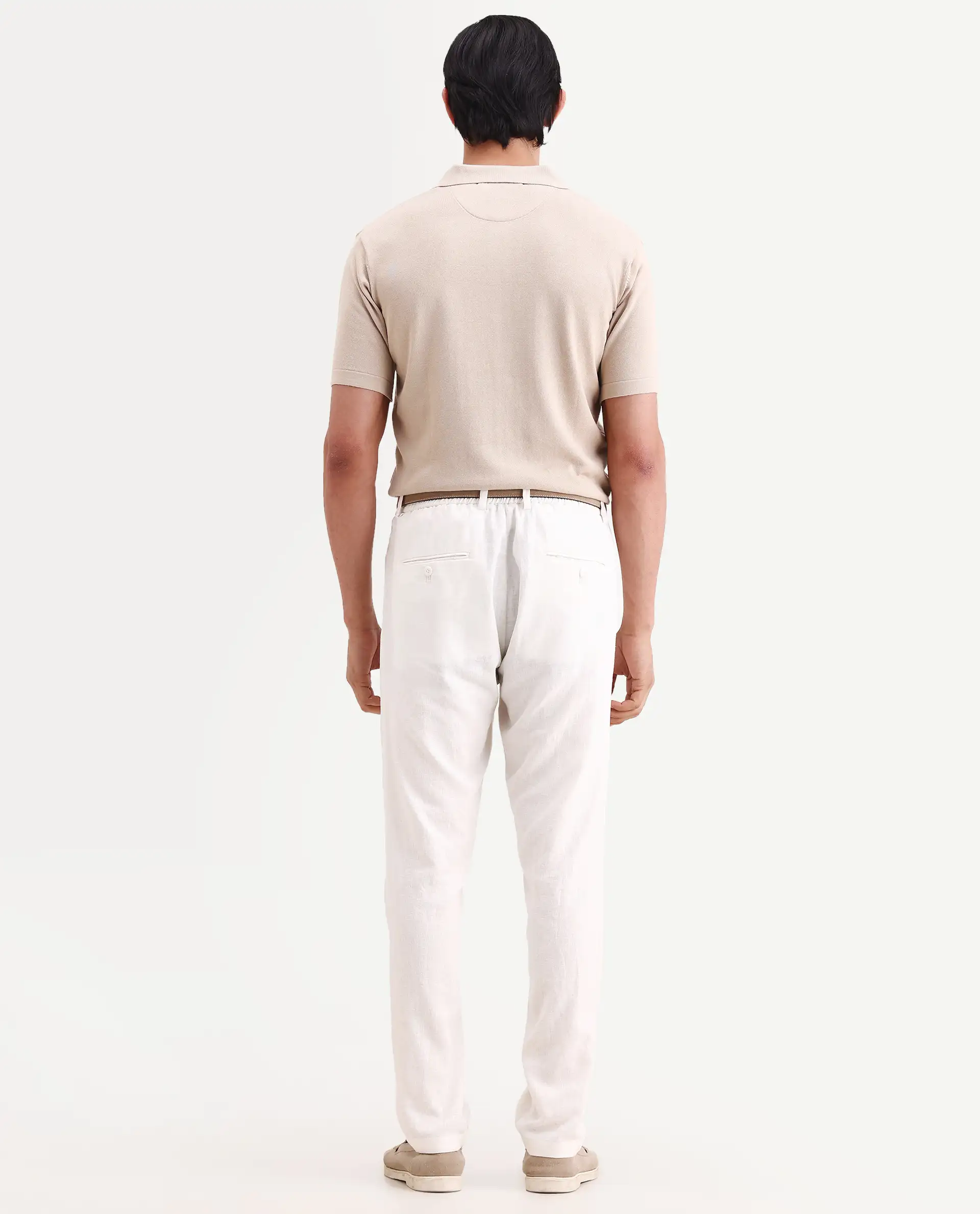 Rare Rabbit Men's Jomo-Ss26 Off White Linen Blend Fabric Regular Fit Plain Trouser - Image 7