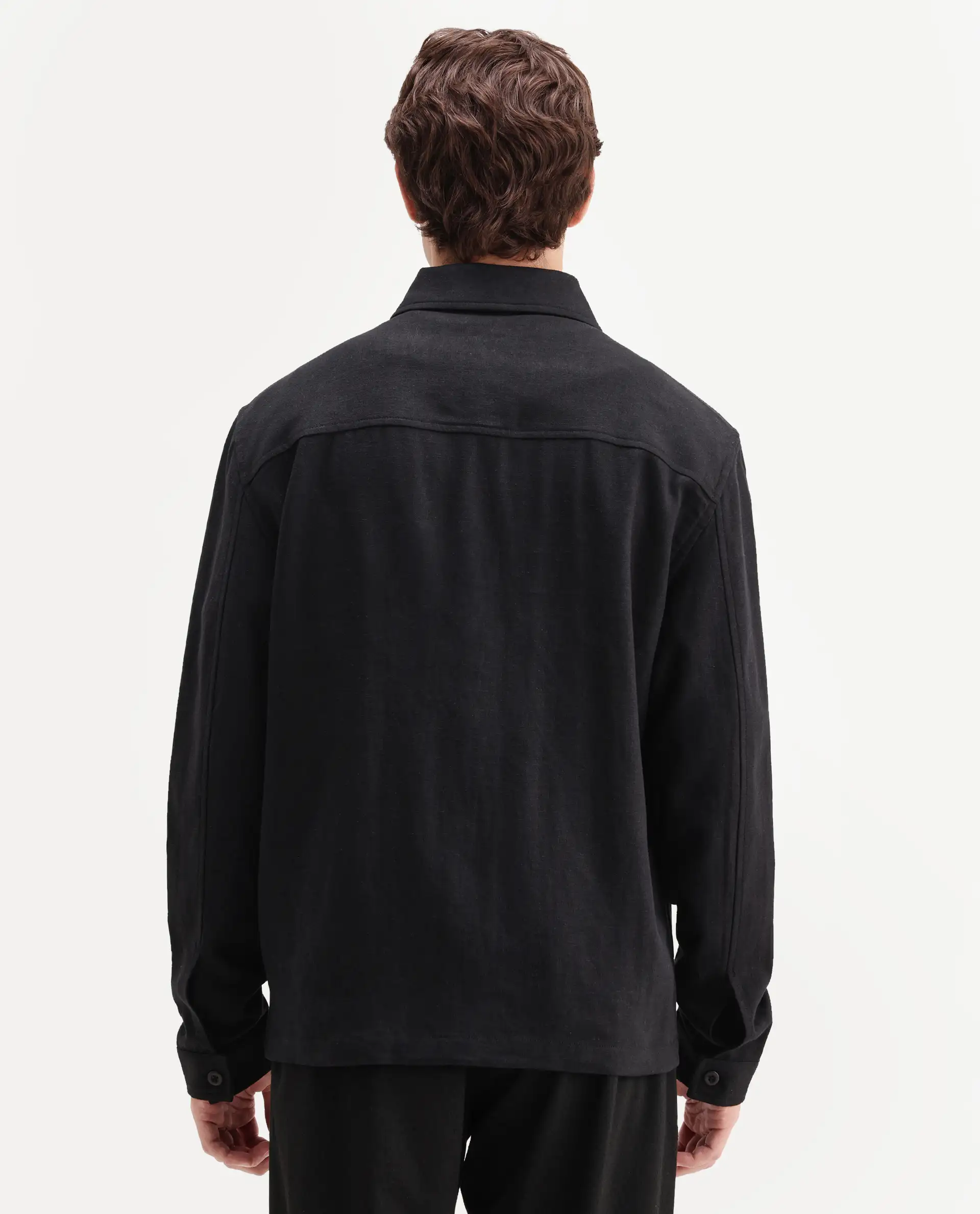 Rare Rabbit Men's Jomo-T-26 Black Linen Blend Spread Collar Zipper Regular Plain Shacket - Image 6