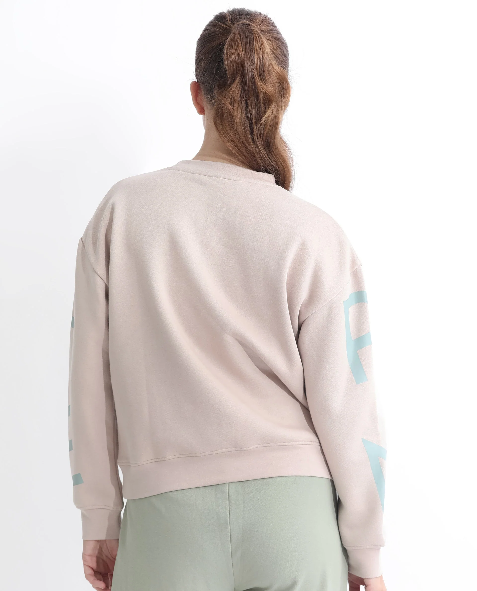 Rareism Women's Joni Beige Polyester Blend Crew Neck Graphic Print Regular Fit Sweatshirt - Image 11