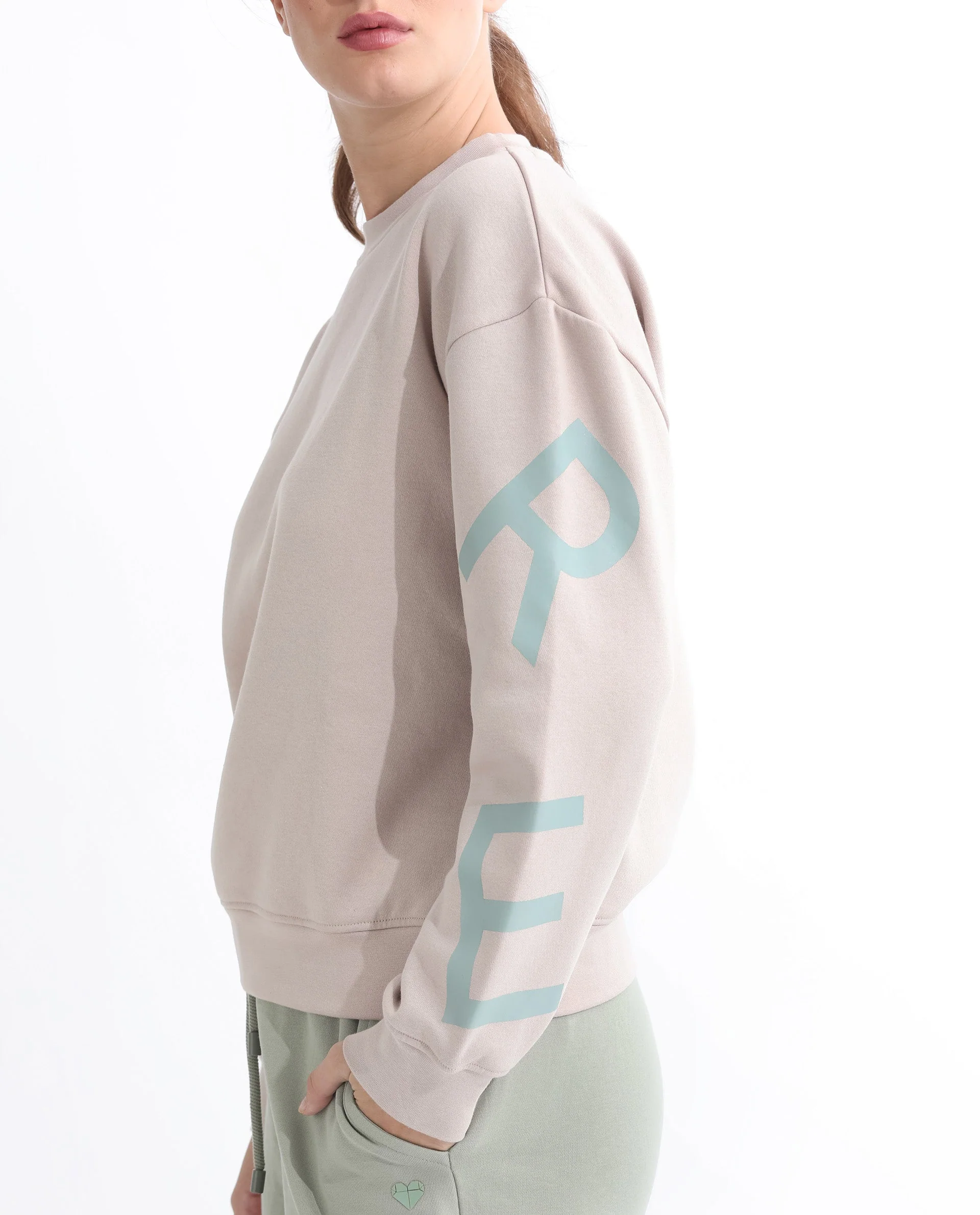 Rareism Women's Joni Beige Polyester Blend Crew Neck Graphic Print Regular Fit Sweatshirt - Image 13