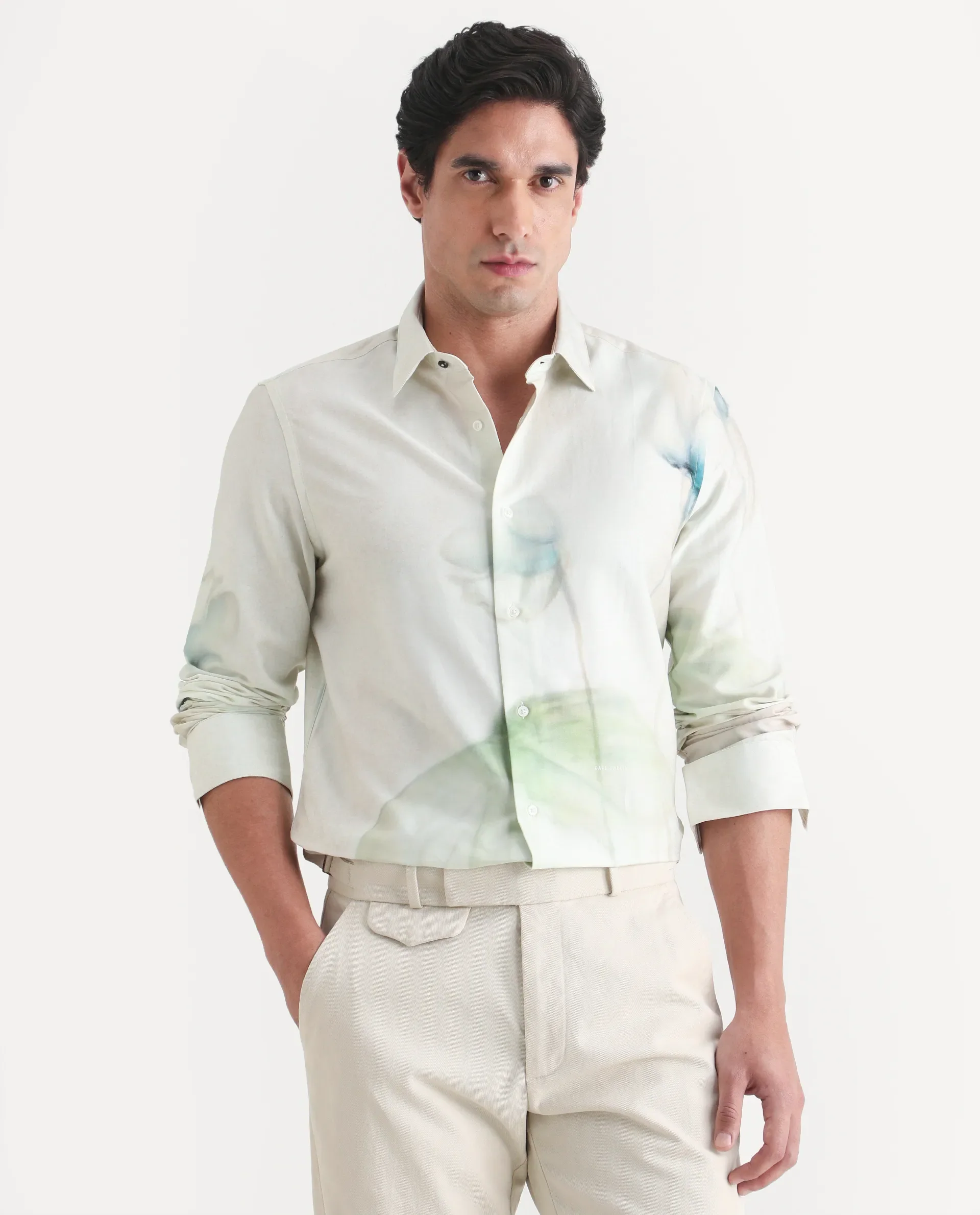 Rare Rabbit Men's Jono Off White Cotton Full Sleeve Spread Collar Regular Fit Floral Print Shirt - Image 4