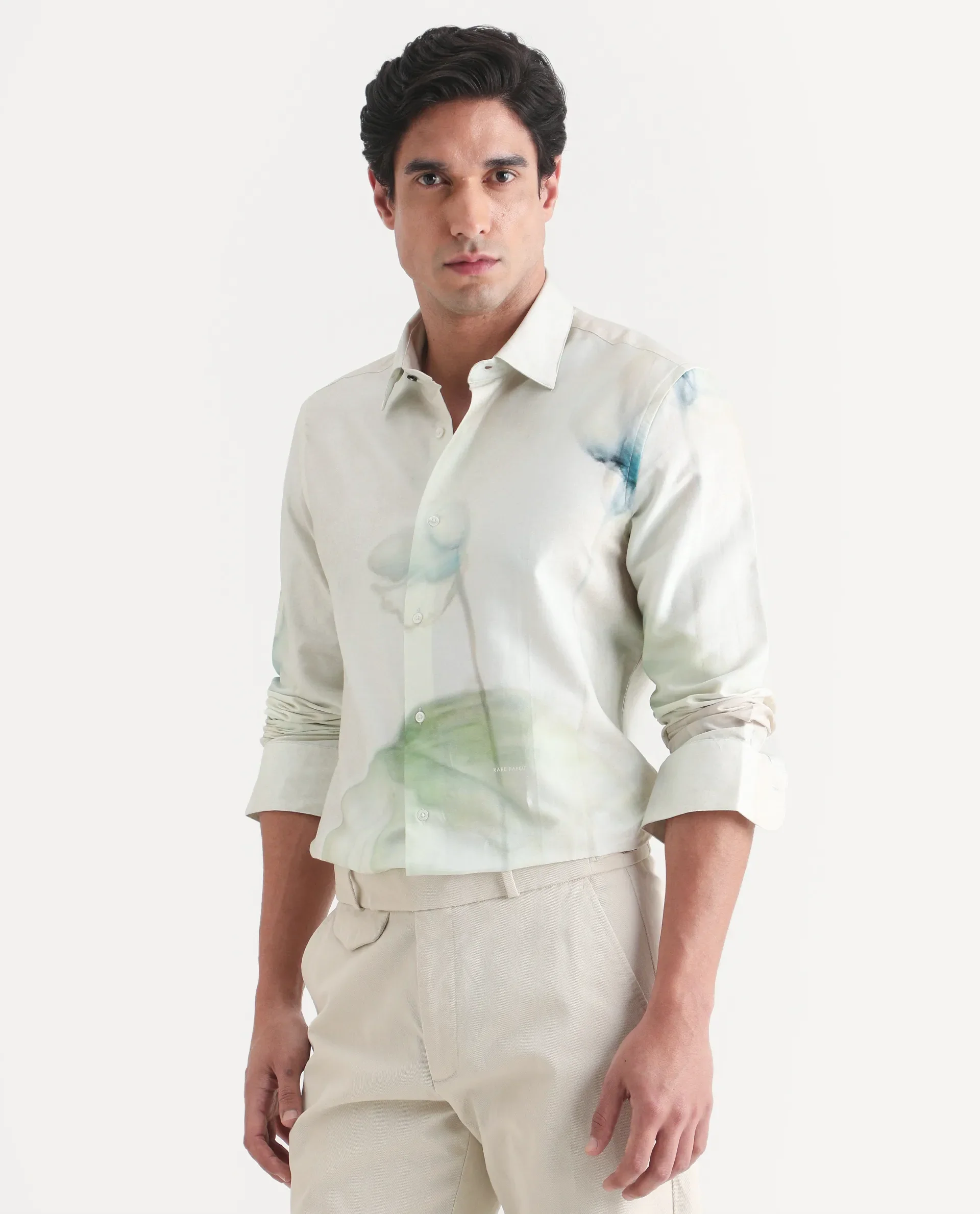 Rare Rabbit Men's Jono Off White Cotton Full Sleeve Spread Collar Regular Fit Floral Print Shirt - Image 5