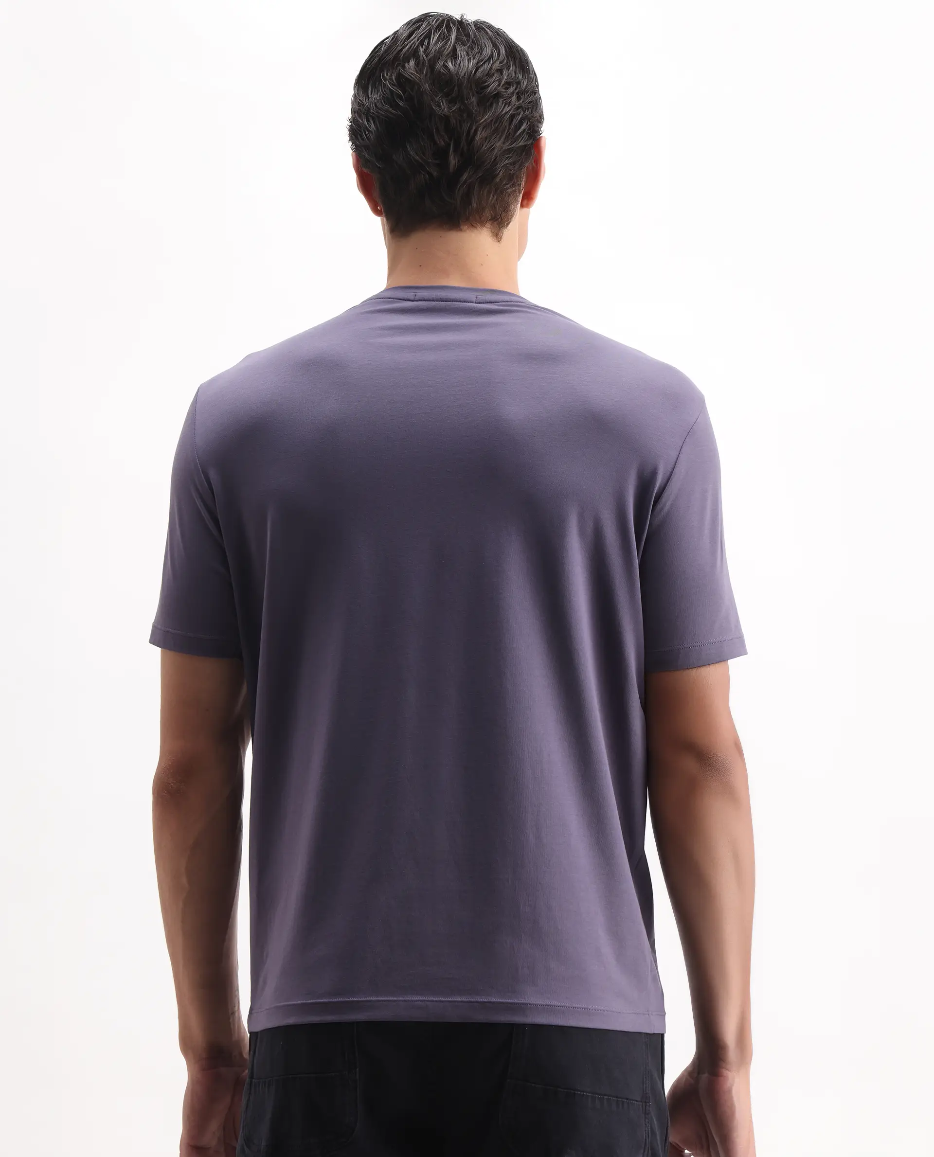 Rare Rabbit Men's Joon Dusky Purple Cotton Blend Graphic Print Regular Fit Half Sleeve Crew Neck T-Shirt - Image 7