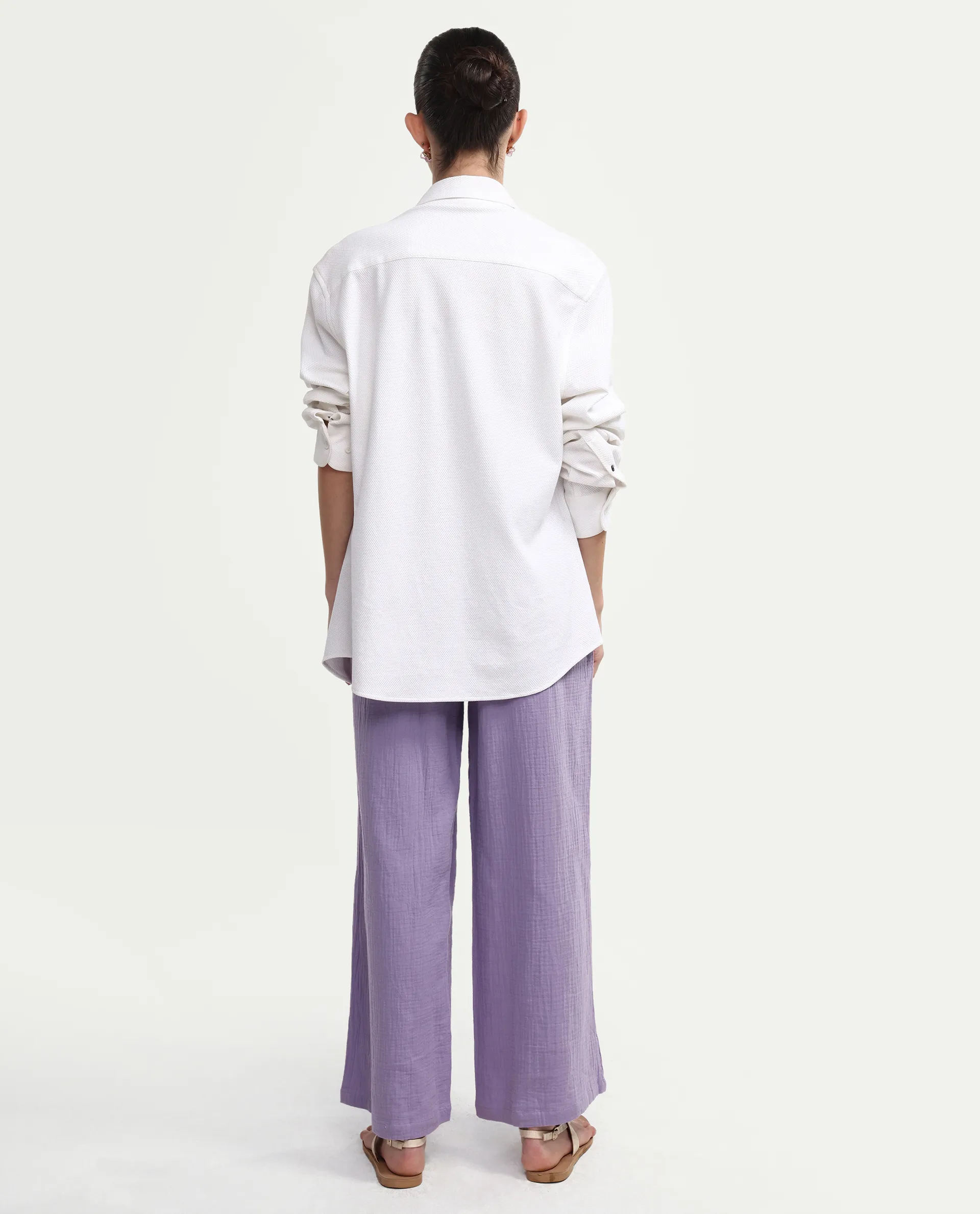 Rareism Women's Jorden B Pastel Cotton Blend Plain Ankle Length Wide Leg Trouser - Image 8