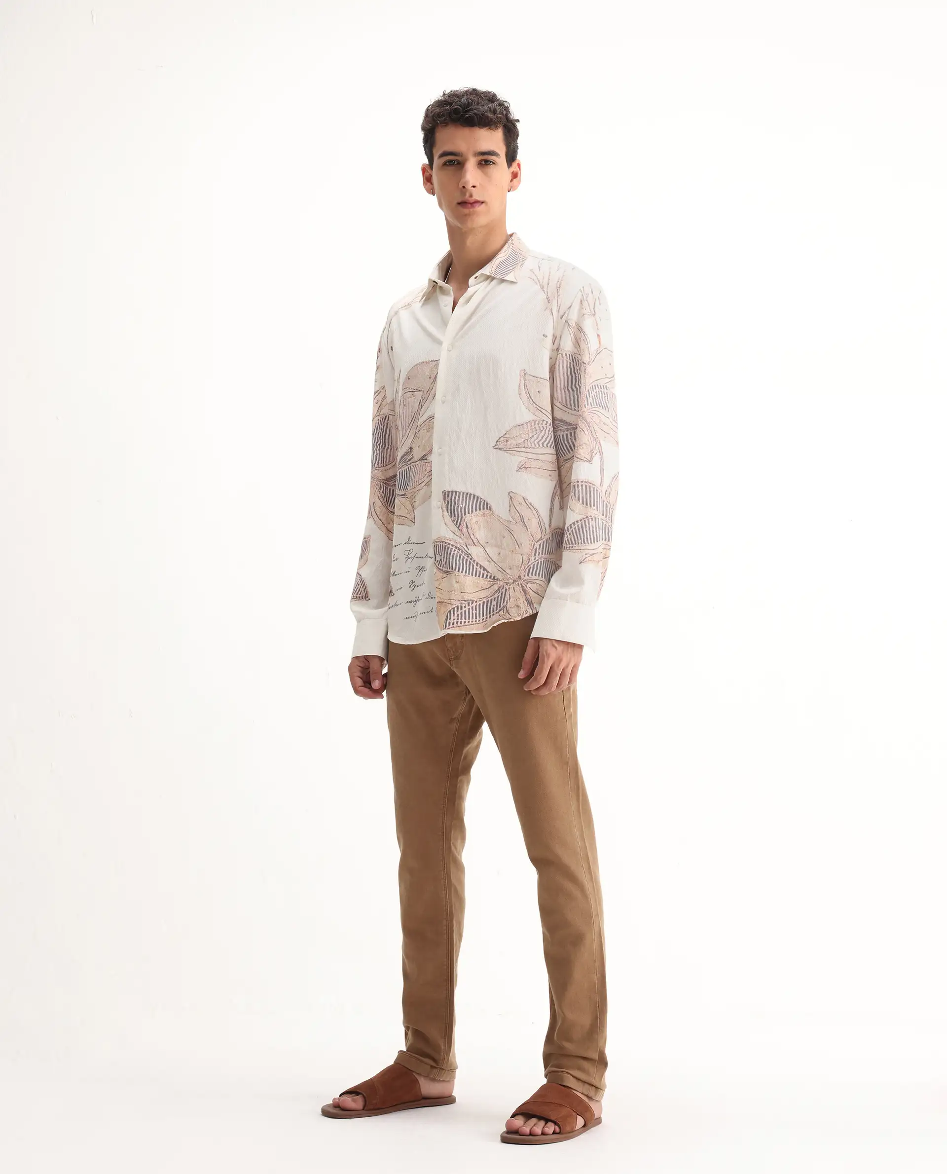 Rare Rabbit Men's Jordon Brown Cotton Plain Hawk Slim Fit Jeans - Image 5