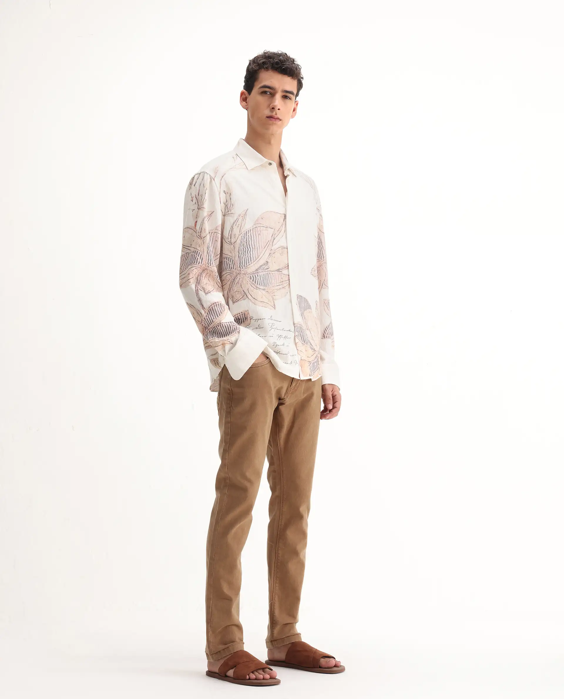 Rare Rabbit Men's Jordon Brown Cotton Plain Hawk Slim Fit Jeans - Image 6