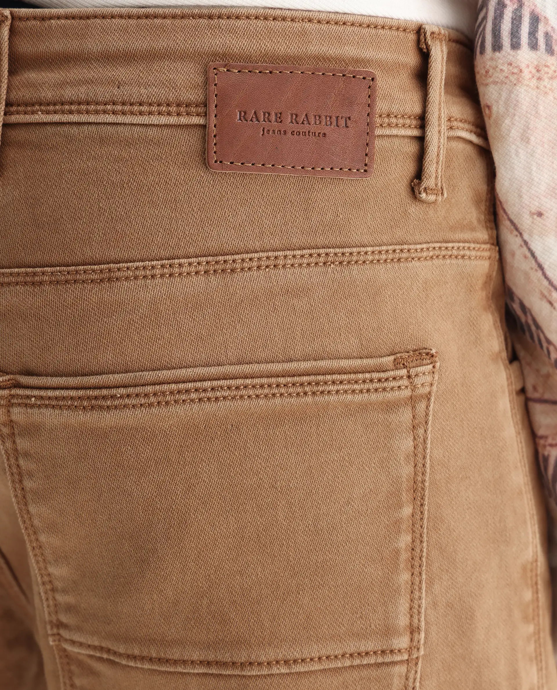 Rare Rabbit Men's Jordon Brown Cotton Plain Hawk Slim Fit Jeans - Image 8