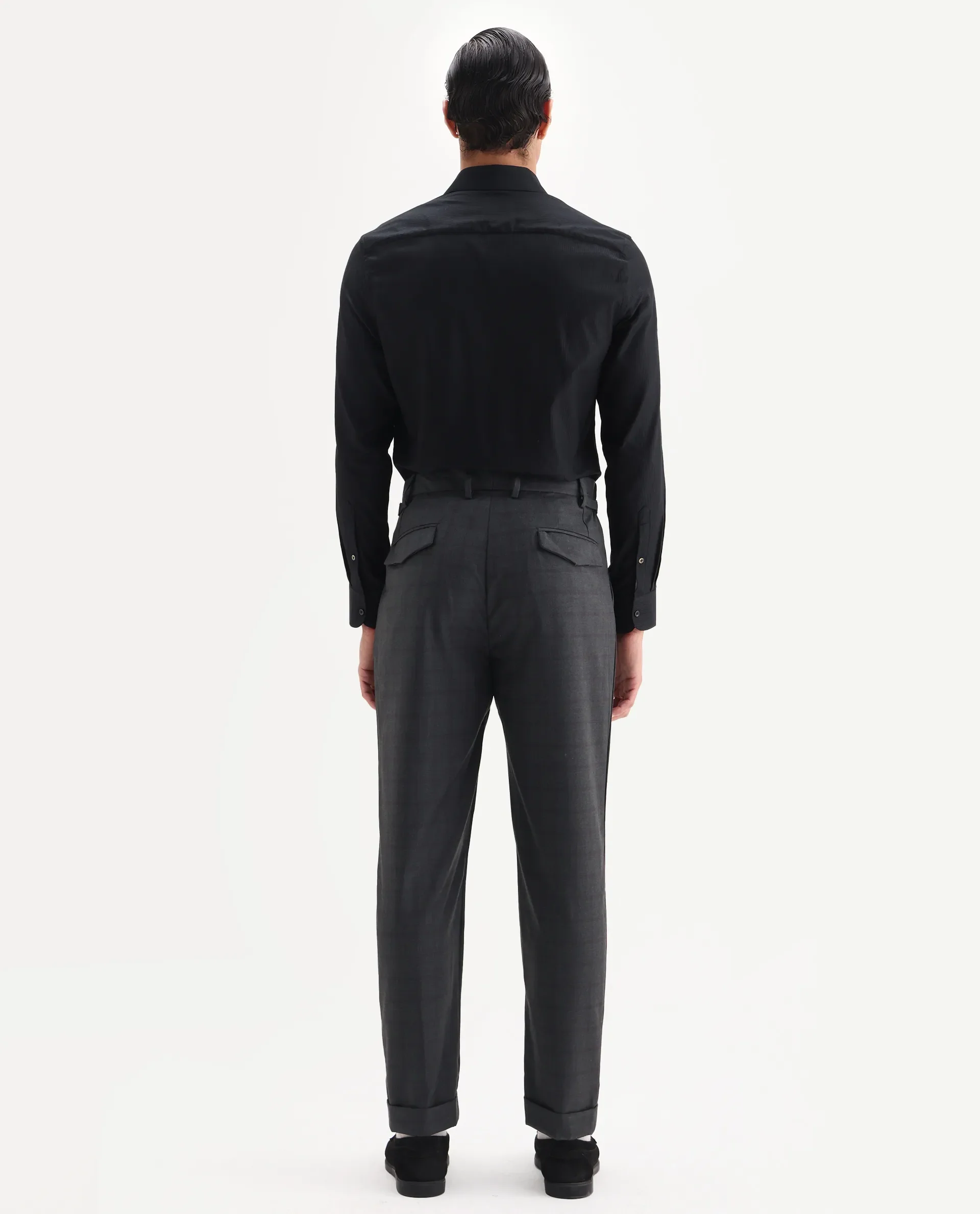 Rare Rabbit Men's Jorin Dark Grey Cotton Plain Relaxed Fit Trouser - Image 8