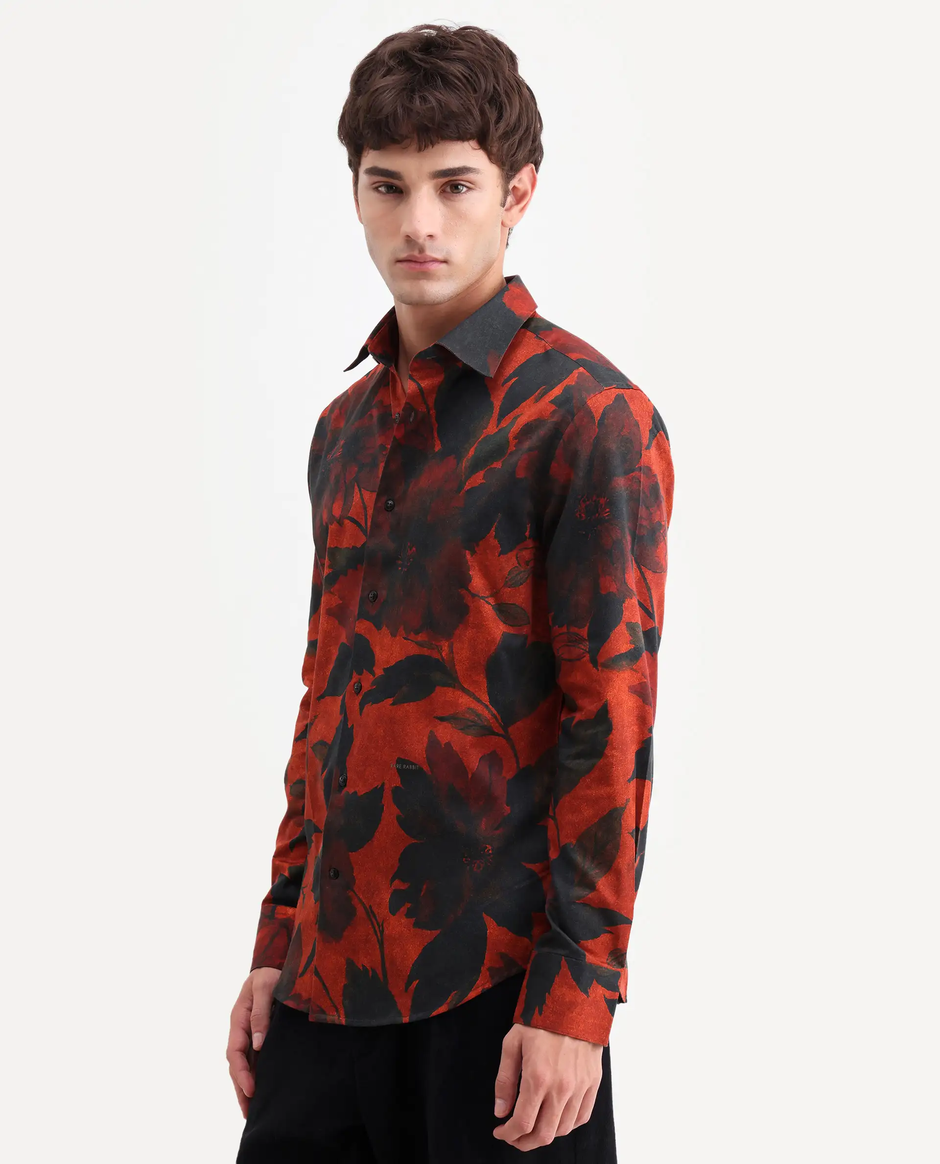 Rare Rabbit Men's Jossi Red Cotton Fabric Full Sleeve Regular Fit Floral Print Shirt - Image 6
