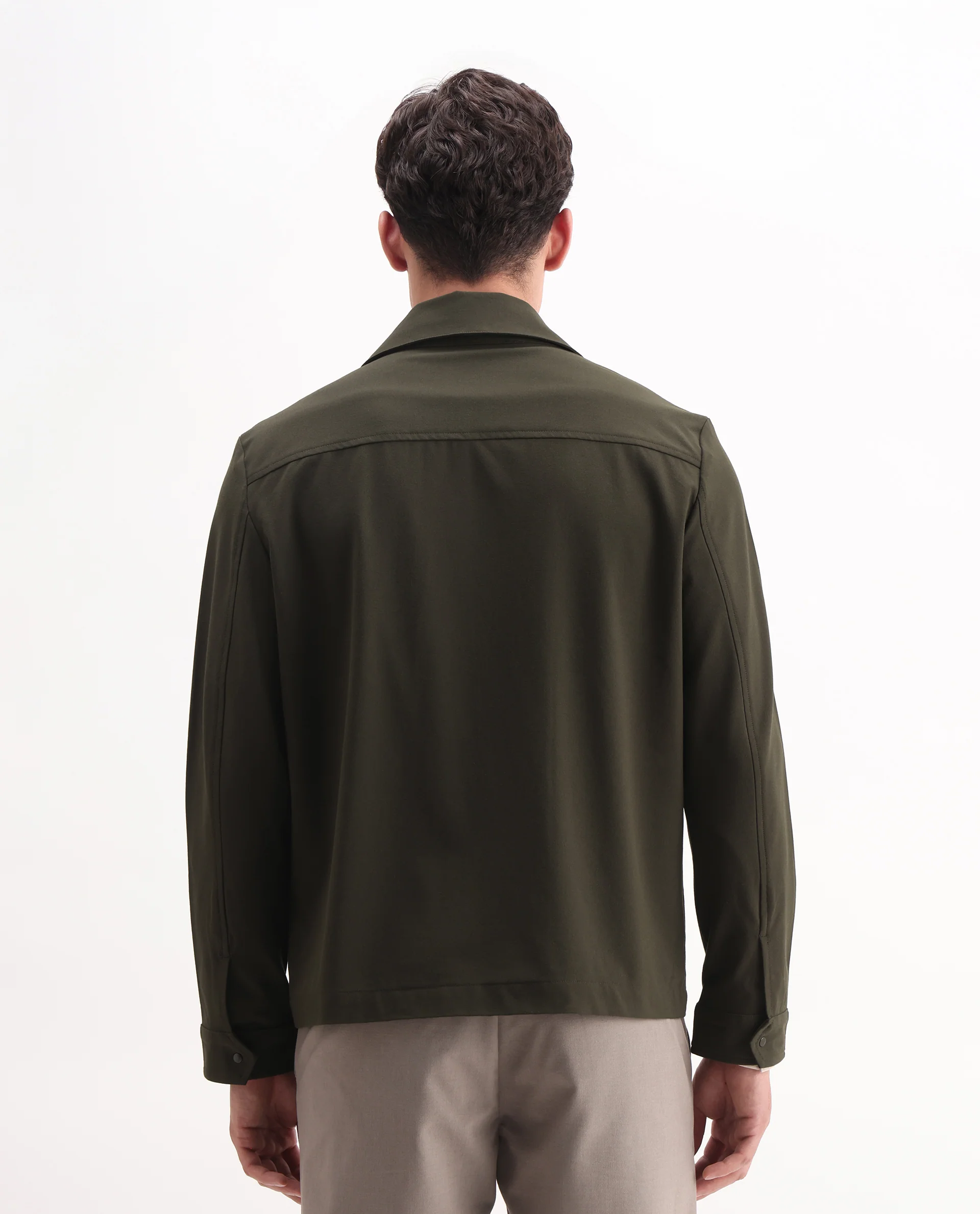 Rare Rabbit Men's Juan-25 Olive Polyester Blend Plain Regular Fit Full Sleeve Collared Jacket - Image 7