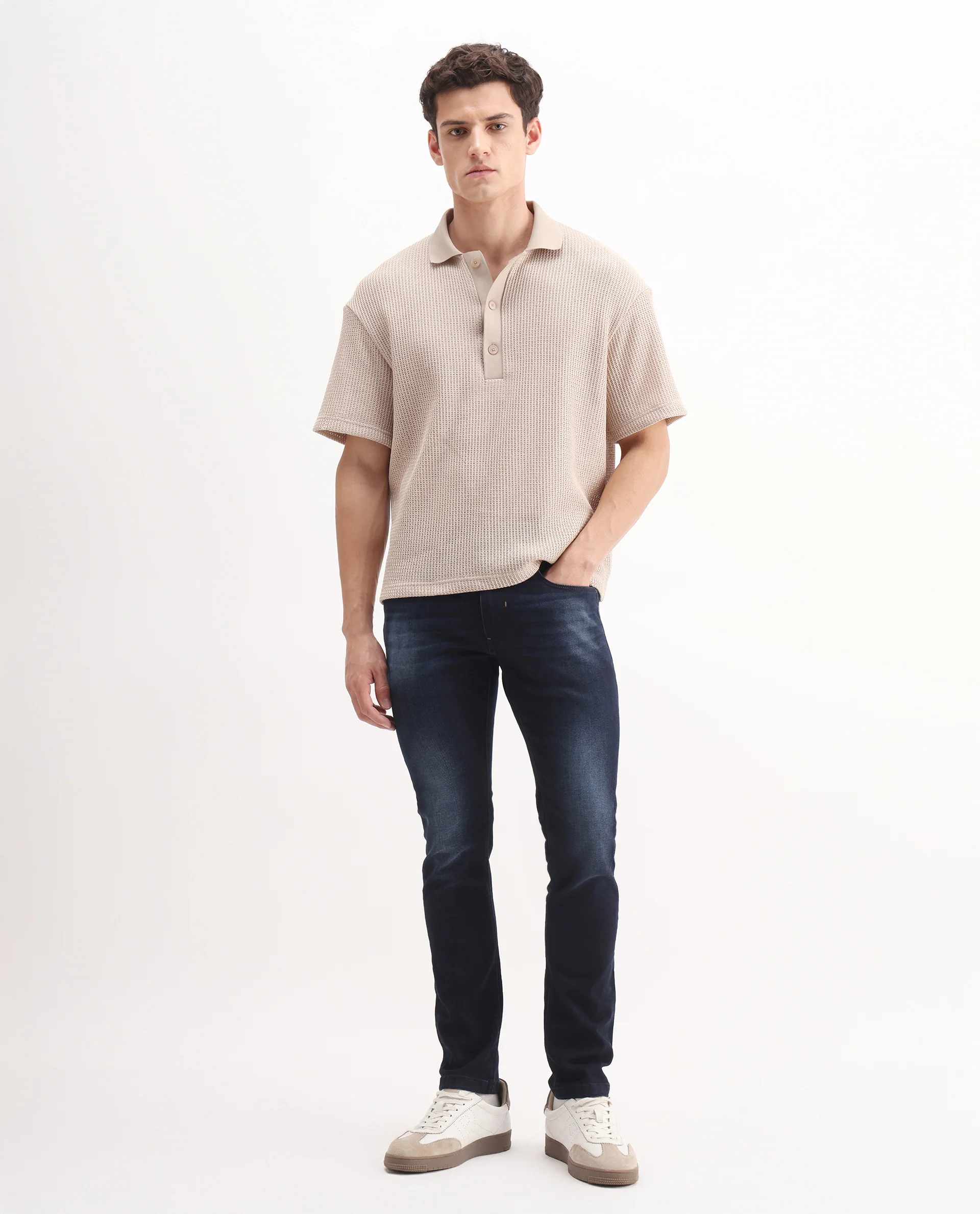 Rare Rabbit Men's Juan Blue Cotton Plain Hawk Slim Fit Jeans - Image 5
