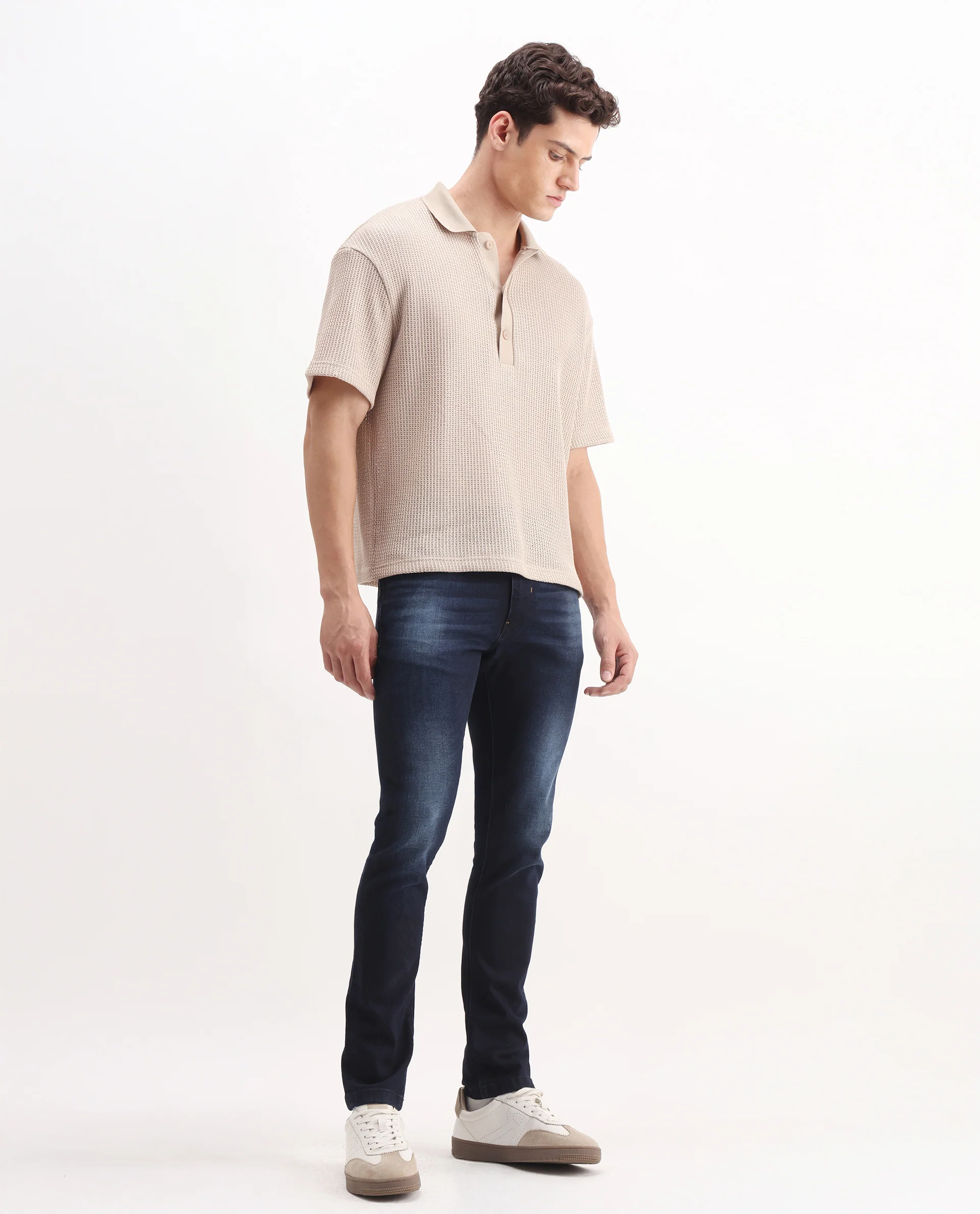 Rare Rabbit Men's Juan Blue Cotton Plain Hawk Slim Fit Jeans - Image 7
