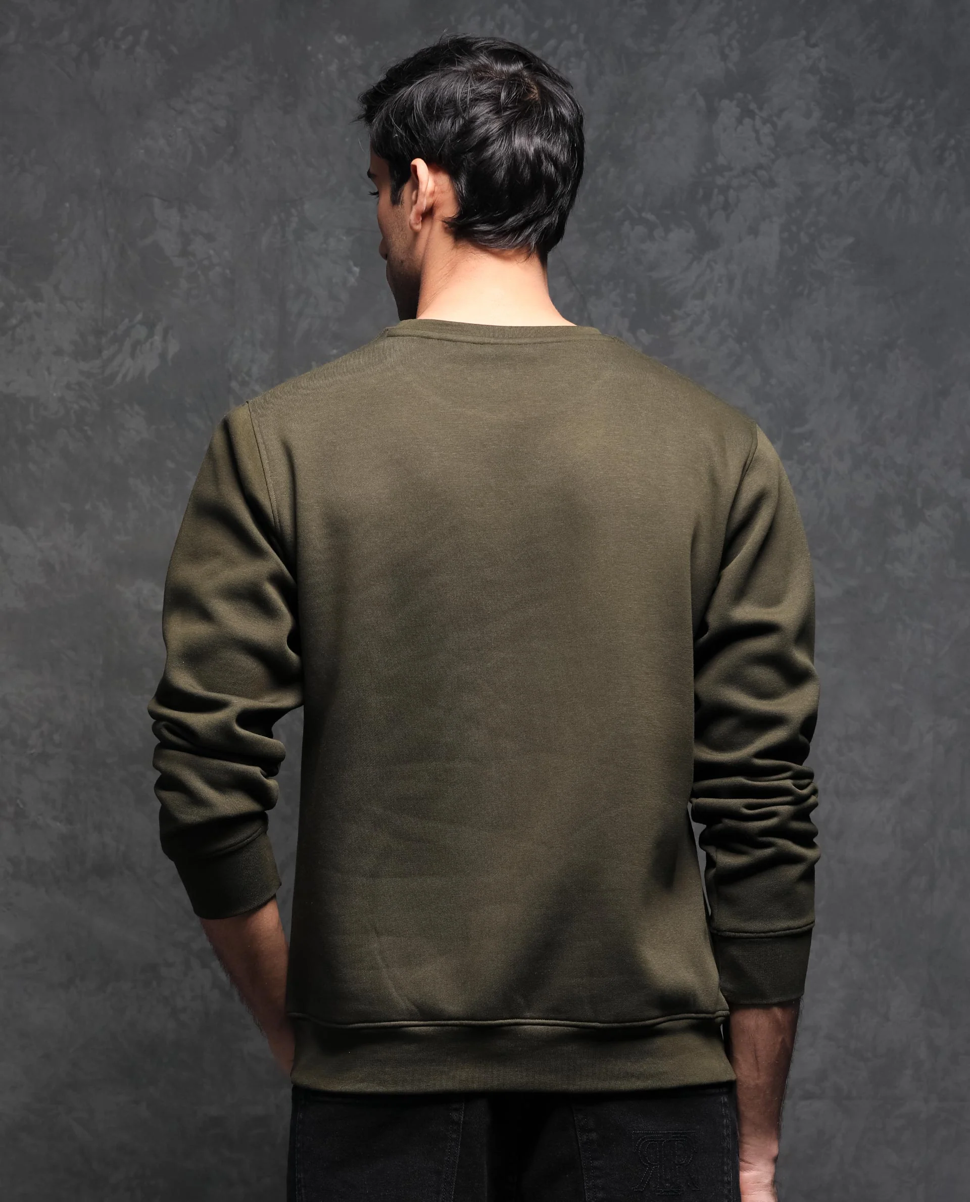 Rare Rabbit Men's Juanet Olive Cotton Graphic Print Regular Fit Full Sleeve Crew Neck Sweatshirt - Image 7