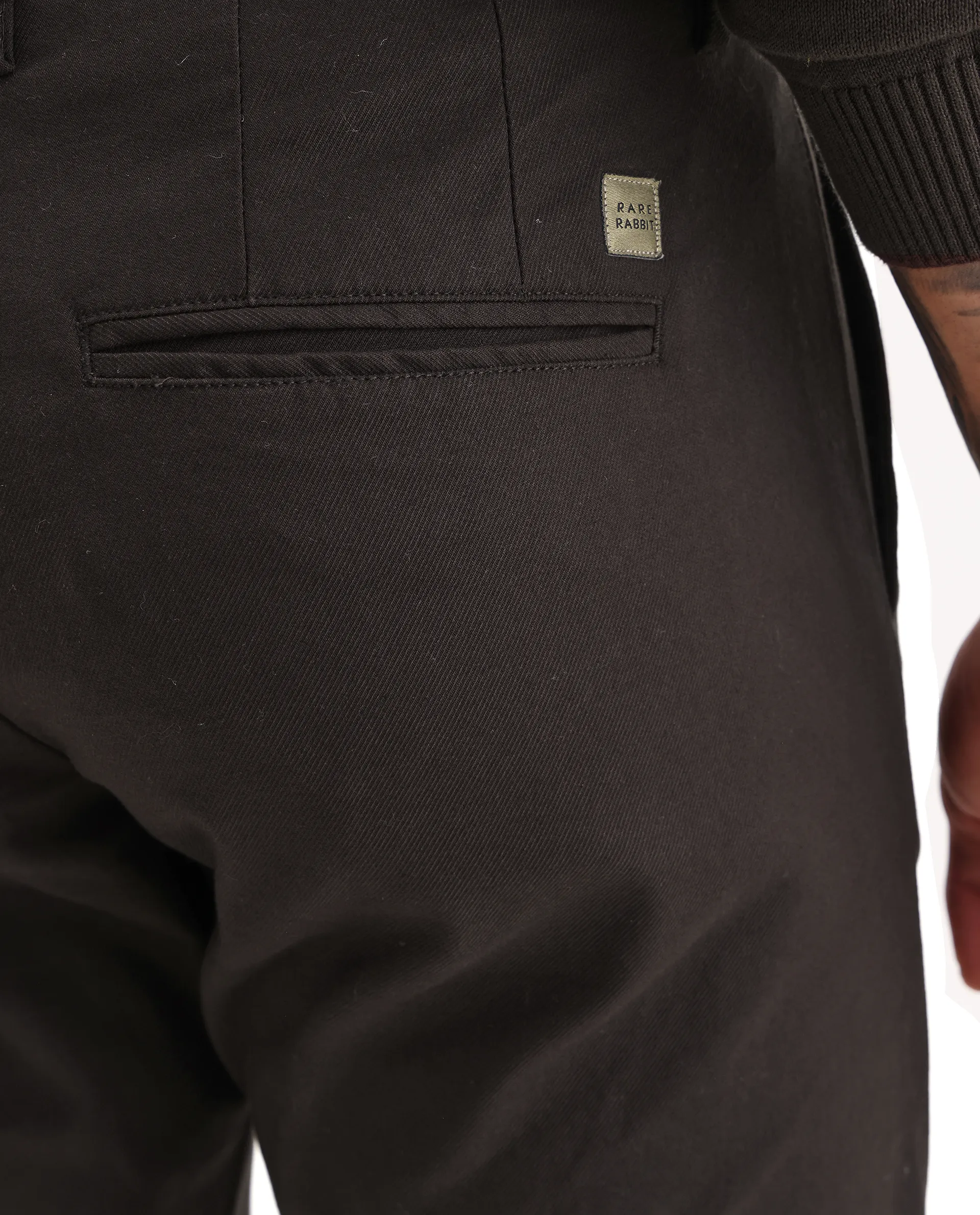 Rare Rabbit Men's Jude Brown Cotton Plain Slim Fit Trouser - Image 4