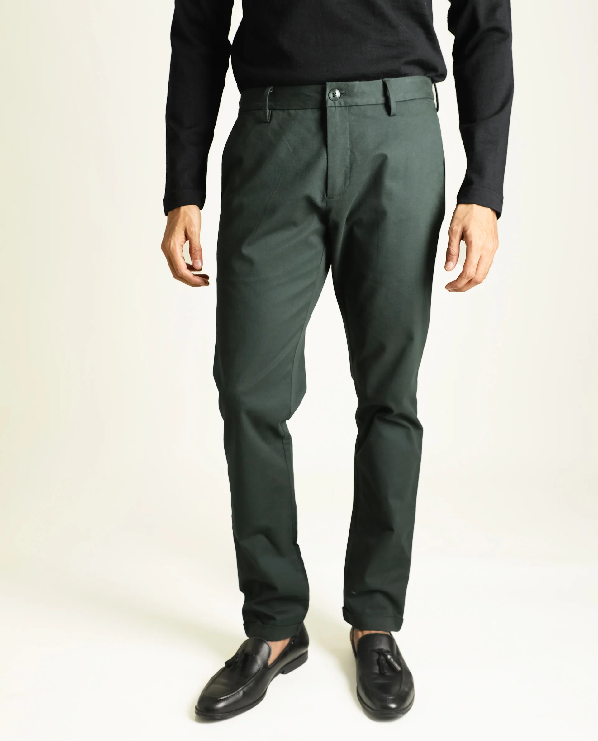 Rare Rabbit Men's Jude Green Plain Regular Fit Trouser