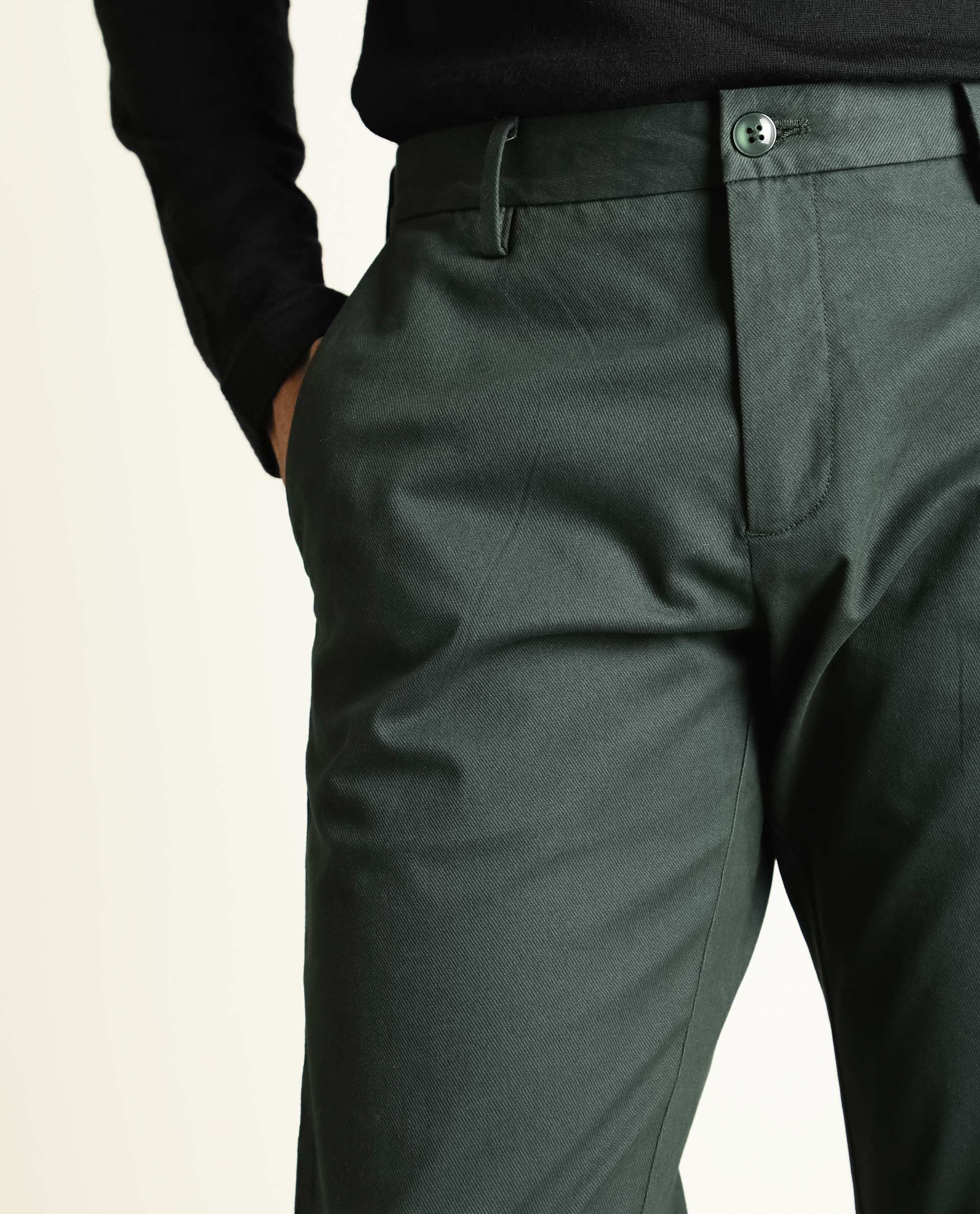 Rare Rabbit Men's Jude Green Plain Regular Fit Trouser - Image 2