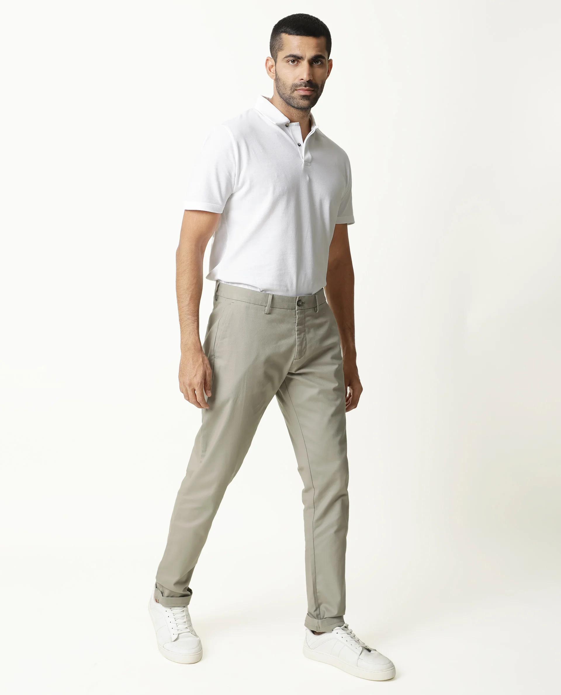 Rare Rabbit Men's Jude Grey Cotton Plain Slim Fit Trouser - Image 2