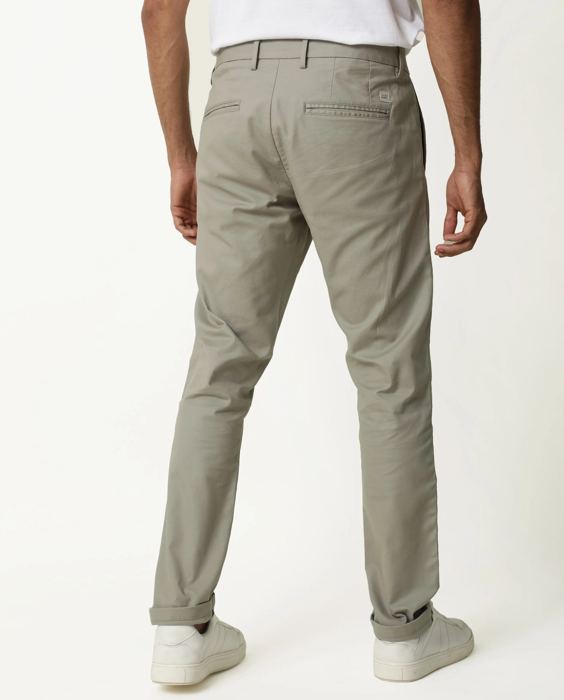 Rare Rabbit Men's Jude Grey Cotton Plain Slim Fit Trouser - Image 5