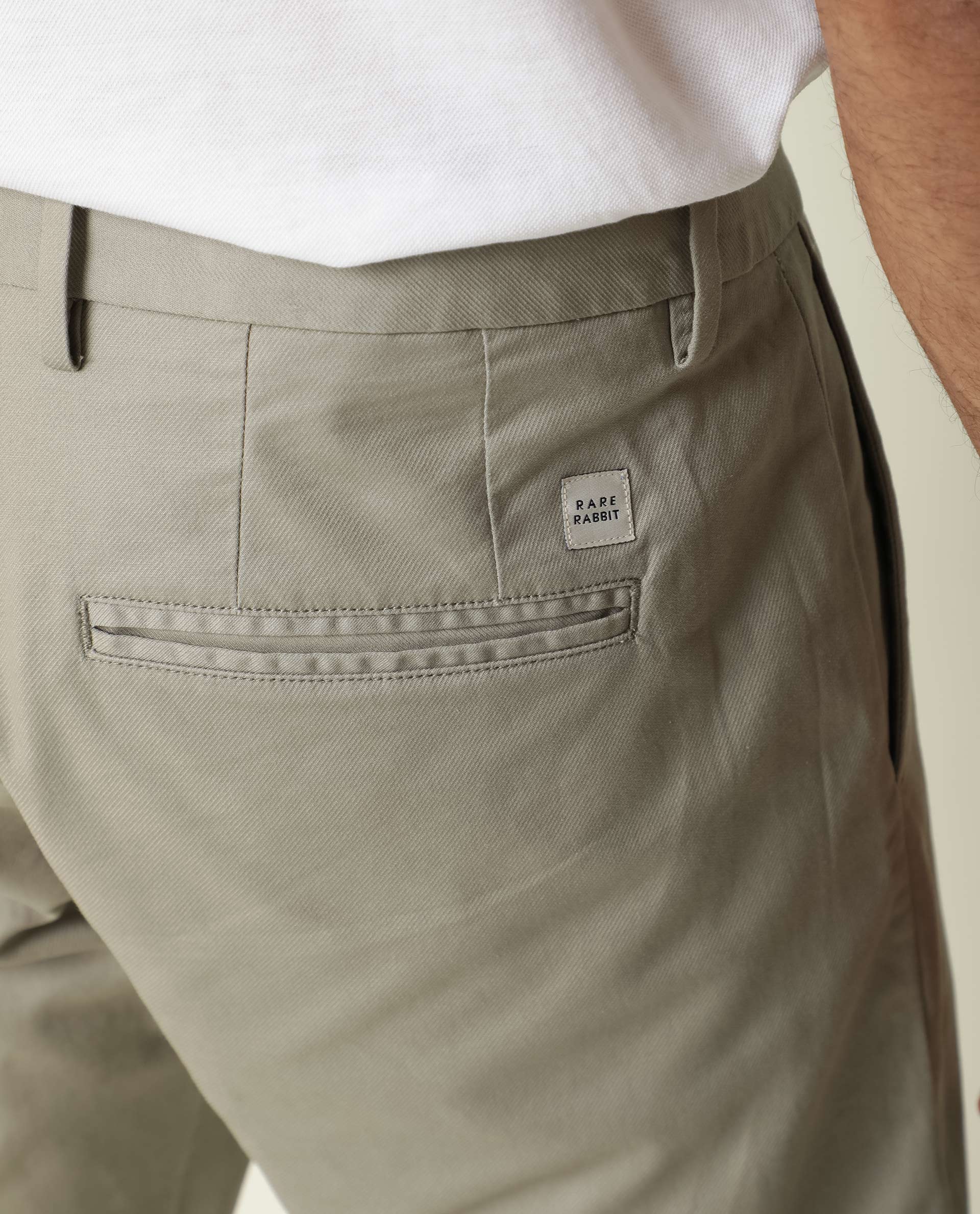 Rare Rabbit Men's Jude Grey Cotton Plain Slim Fit Trouser - Image 6