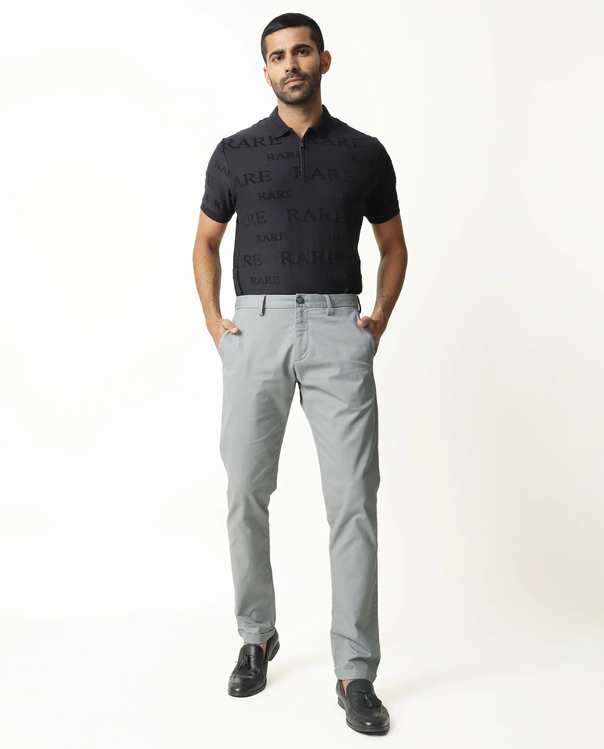 Rare Rabbit Men's Jude Light Blue Plain Regular Fit Trouser - Image 3