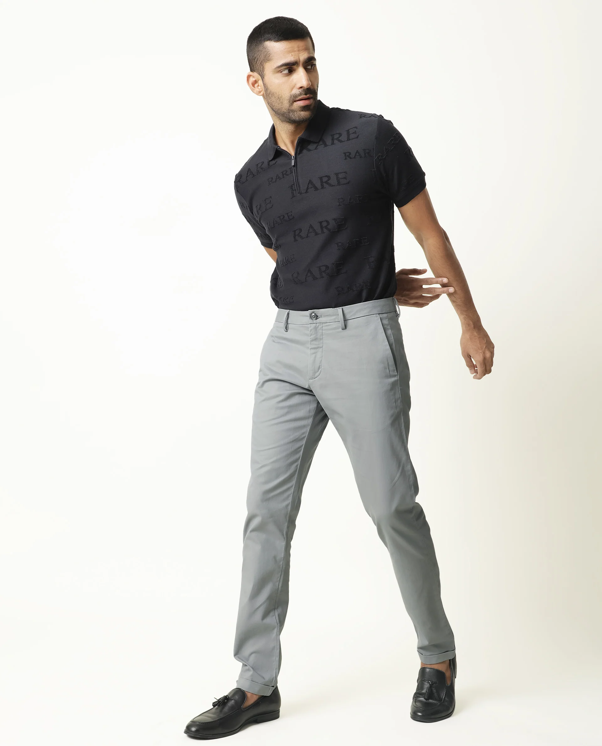Rare Rabbit Men's Jude Light Blue Plain Regular Fit Trouser - Image 4