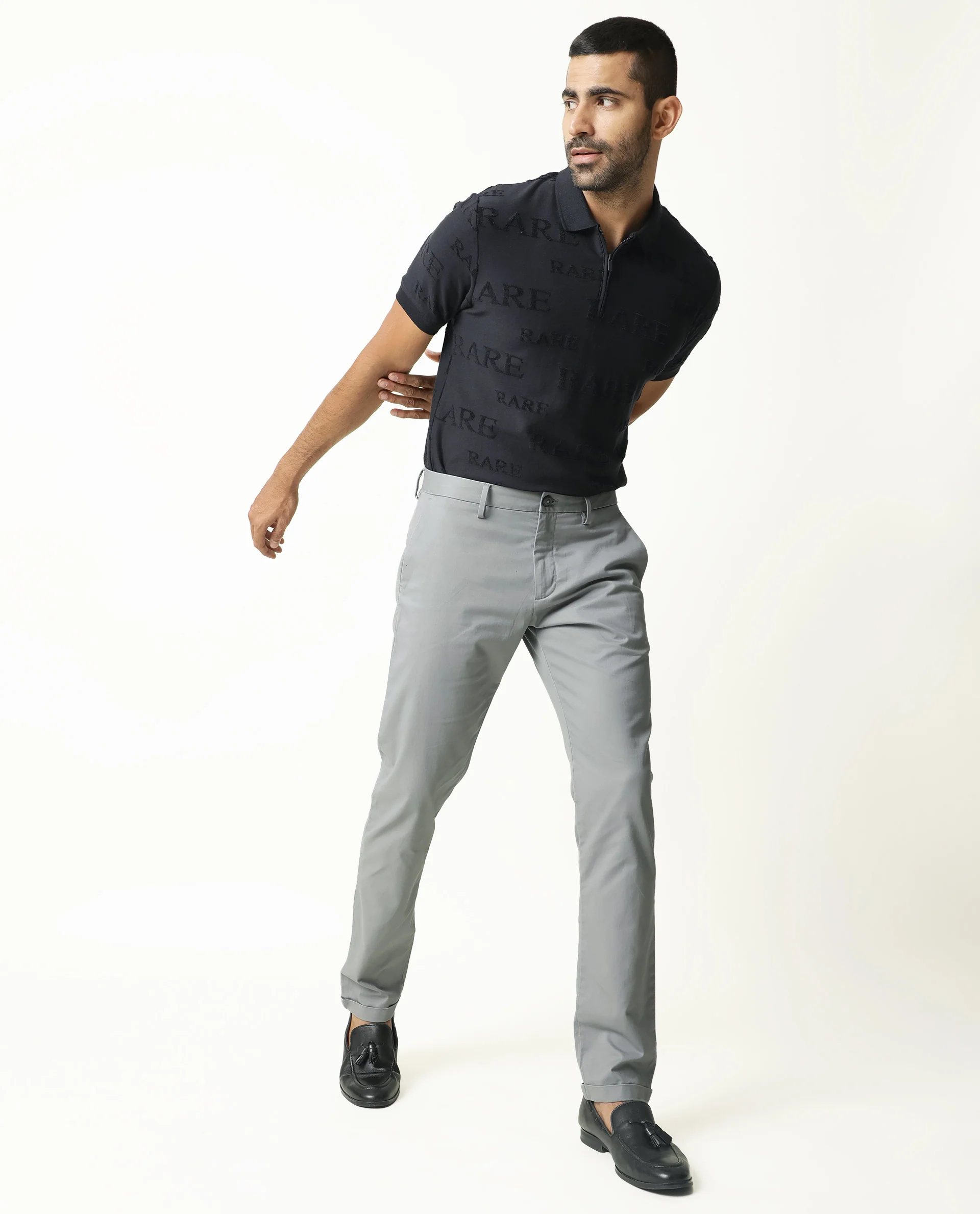 Rare Rabbit Men's Jude Light Blue Plain Regular Fit Trouser - Image 5
