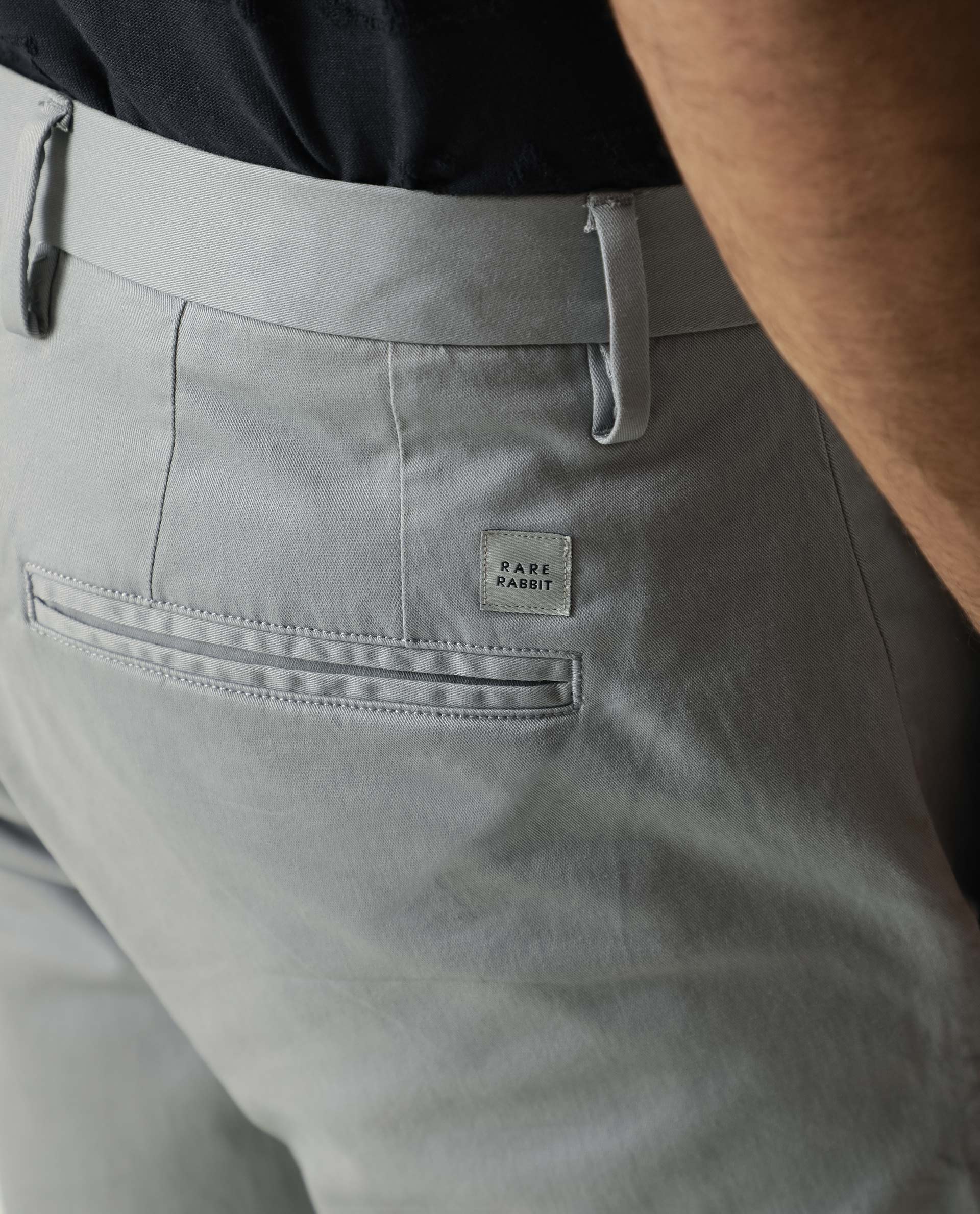 Rare Rabbit Men's Jude Light Blue Plain Regular Fit Trouser - Image 6