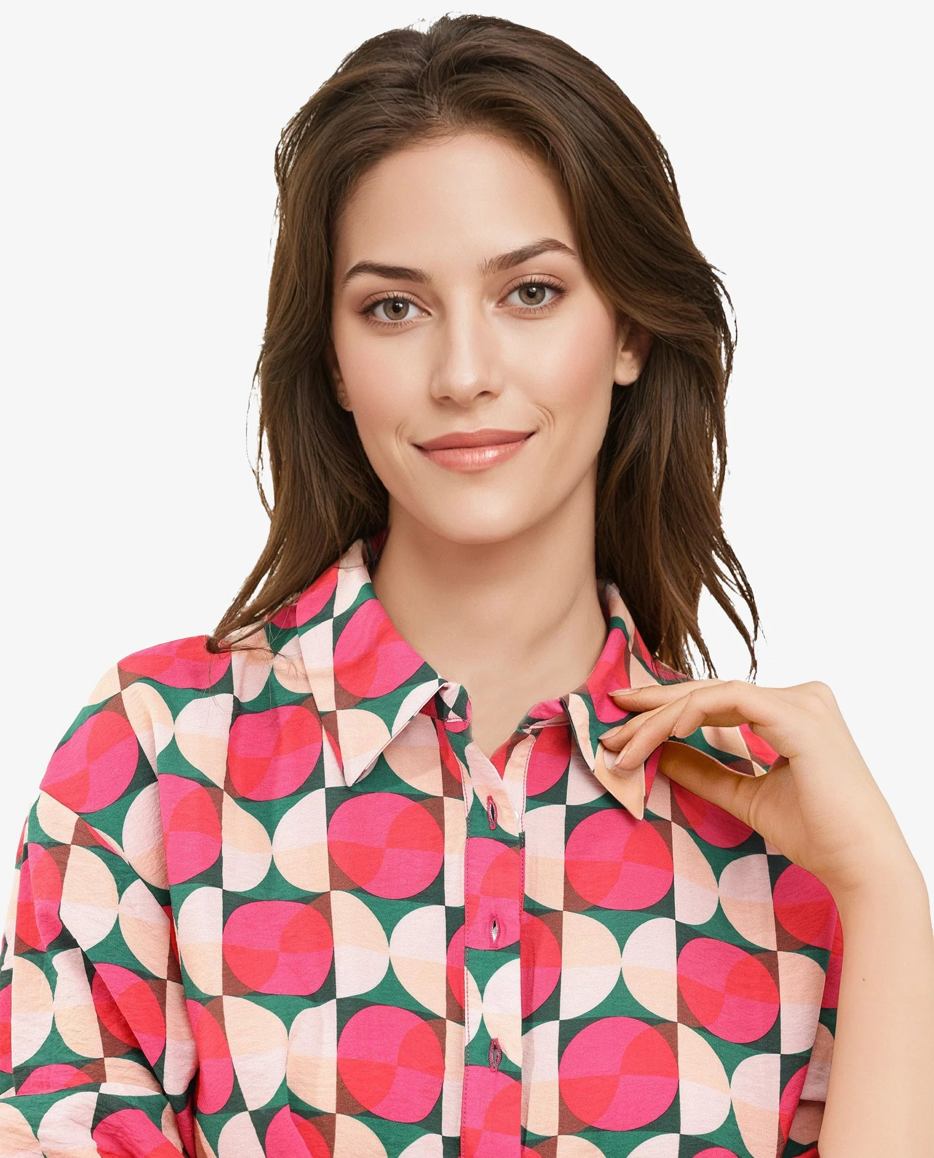 Rareism Women's Judeth Multi Drop Collar Geometric Print Cuffed Sleeve Mini A-Line Dress - Image 4
