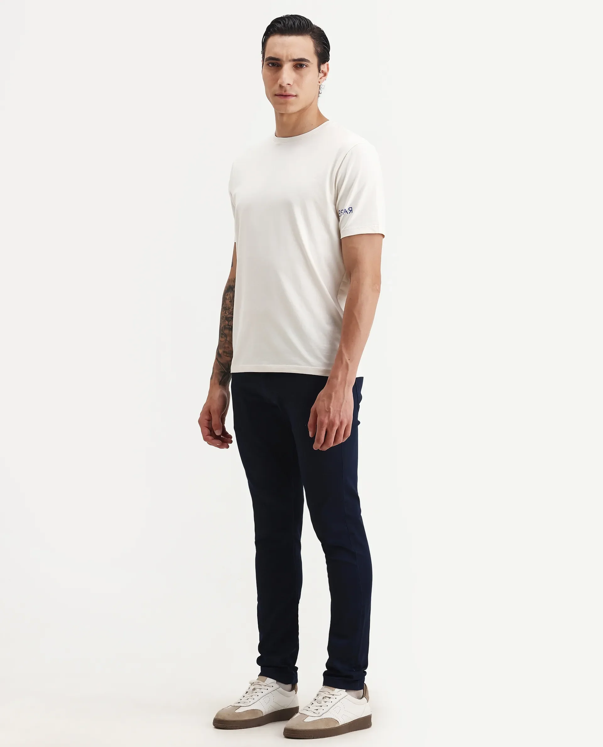 Rare Rabbit Men's Jules Blue Cotton Blend Plain Hawk Slim Fit Jeans - Image 4