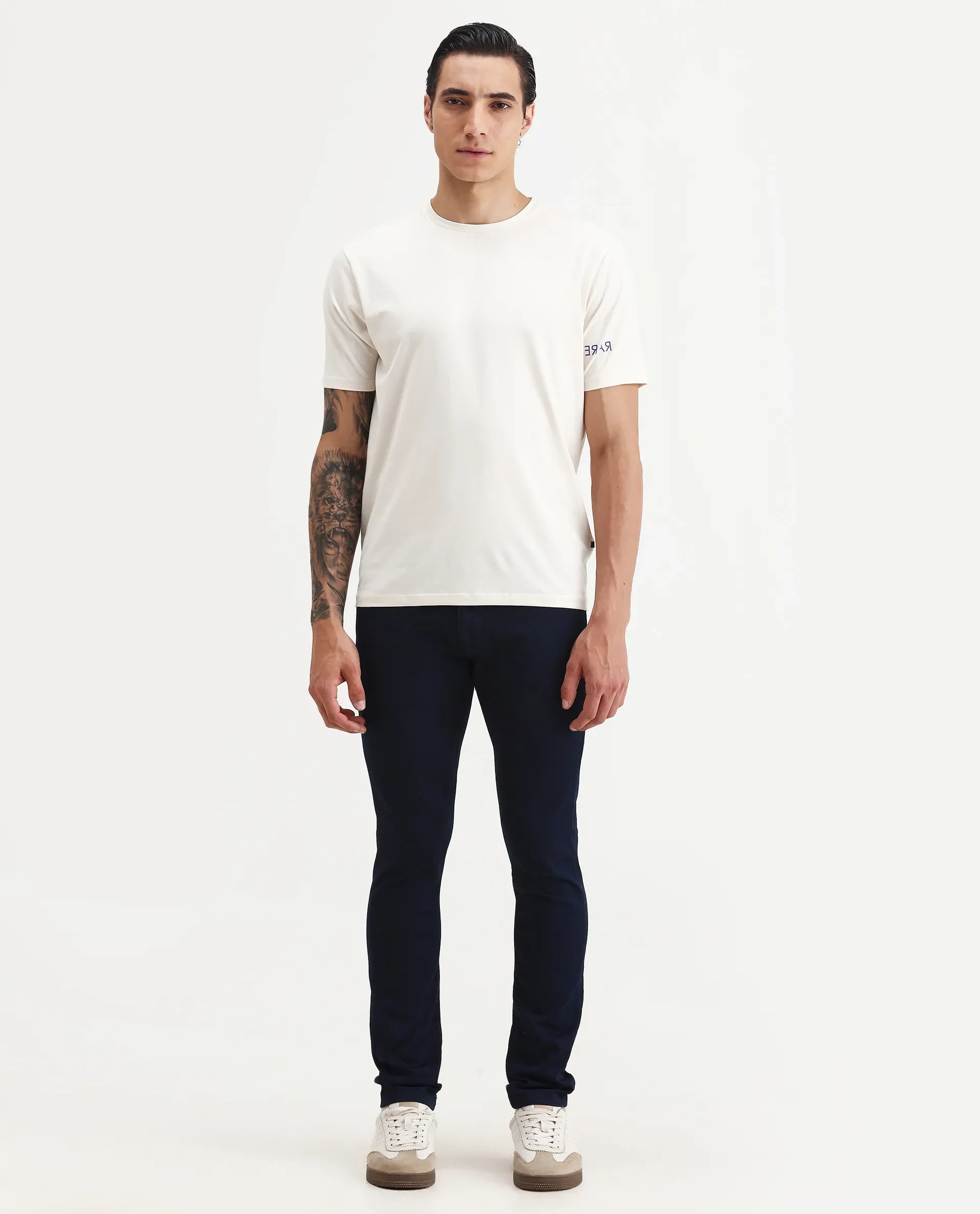 Rare Rabbit Men's Jules Blue Cotton Blend Plain Hawk Slim Fit Jeans - Image 6