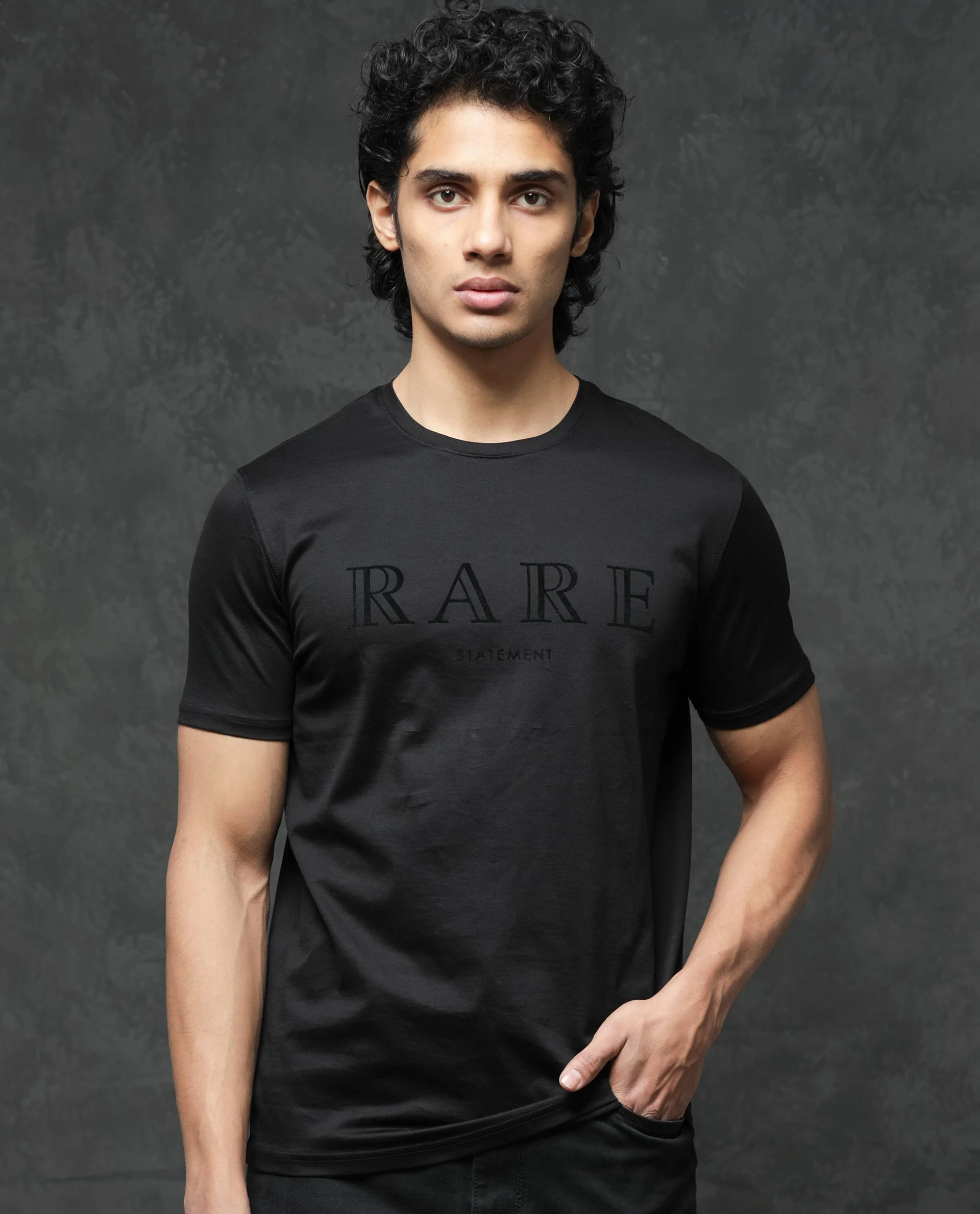 Rare Rabbit Men's Guild Casual Junot Black Cotton Graphic Print Regular Fit Half Sleeve Crew Neck T-Shirt - Image 2