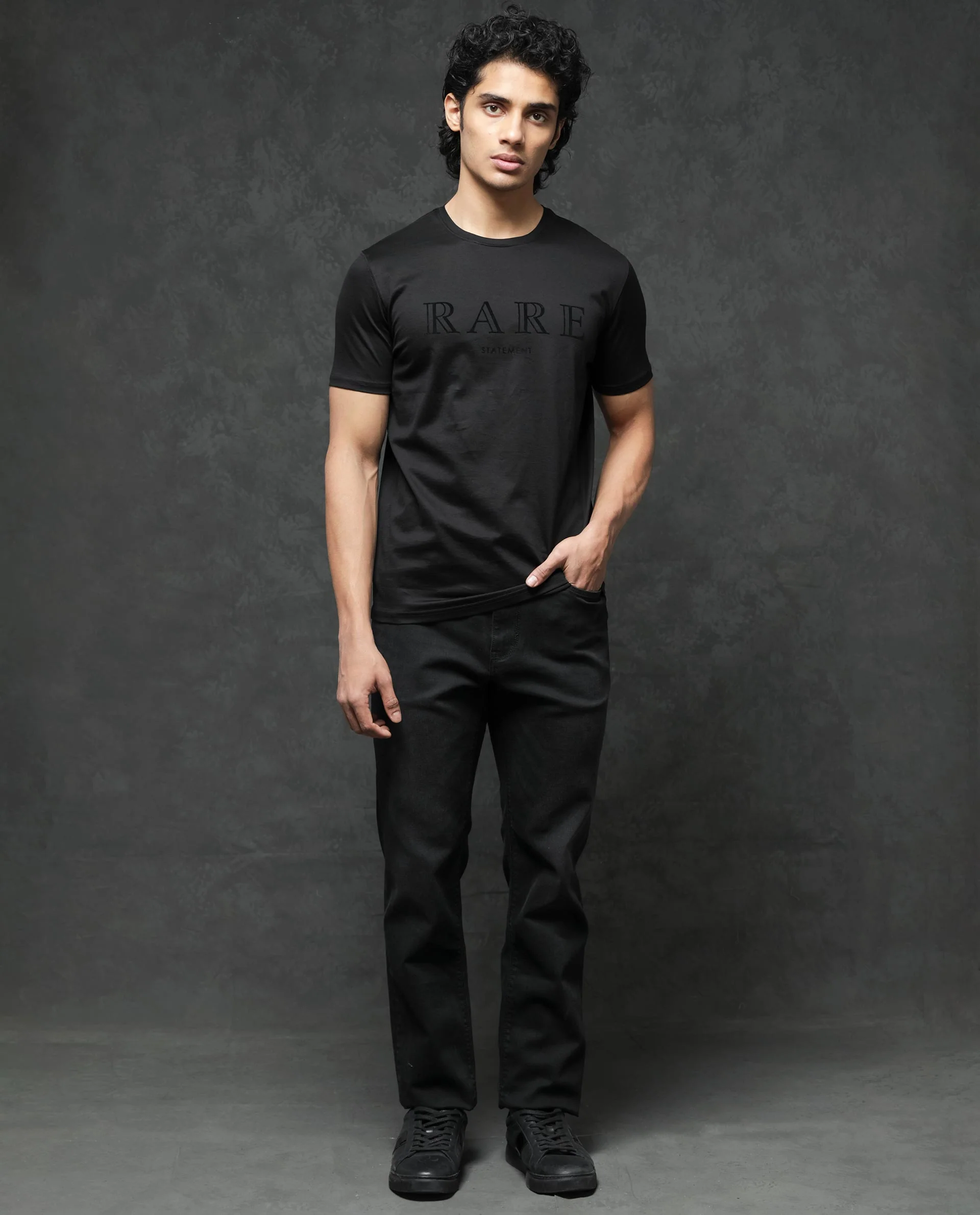 Rare Rabbit Men's Guild Casual Junot Black Cotton Graphic Print Regular Fit Half Sleeve Crew Neck T-Shirt - Image 4