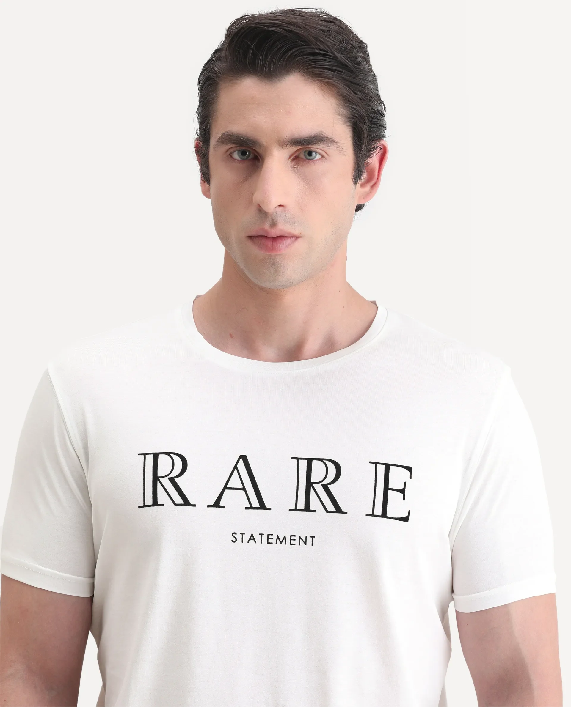 Rare Rabbit Men's Junot White Cotton Graphic Print Regular Fit Half Sleeve Crew Neck T-Shirt - Image 5