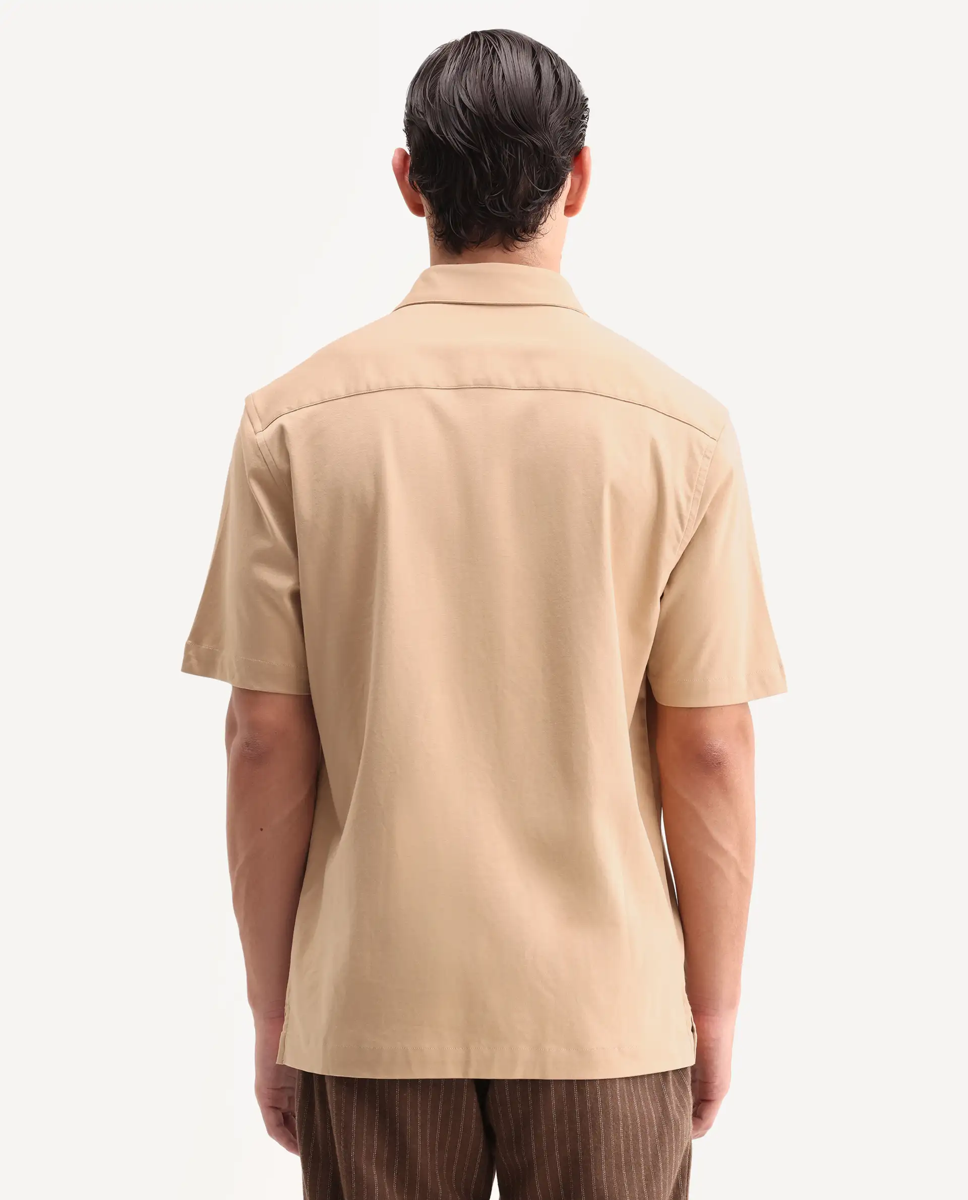 Rare Rabbit Men's Jupi Beige Cotton Fabric Spread Collar Regular Fit Embroidered Shirt - Image 7