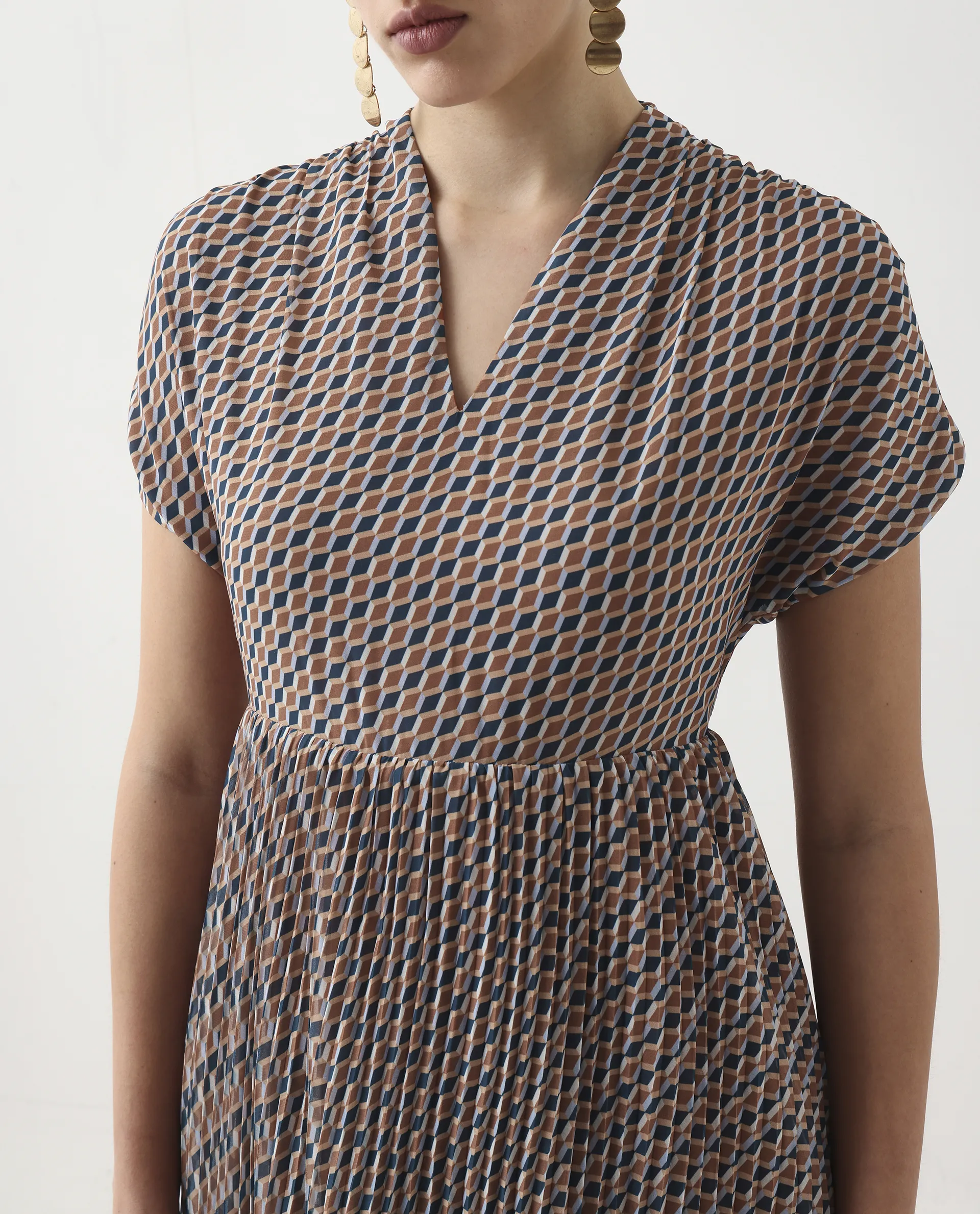 Rareism Women's Jurem Multi Polyester V-Neck Fit And Flare Printed Dress - Image 2