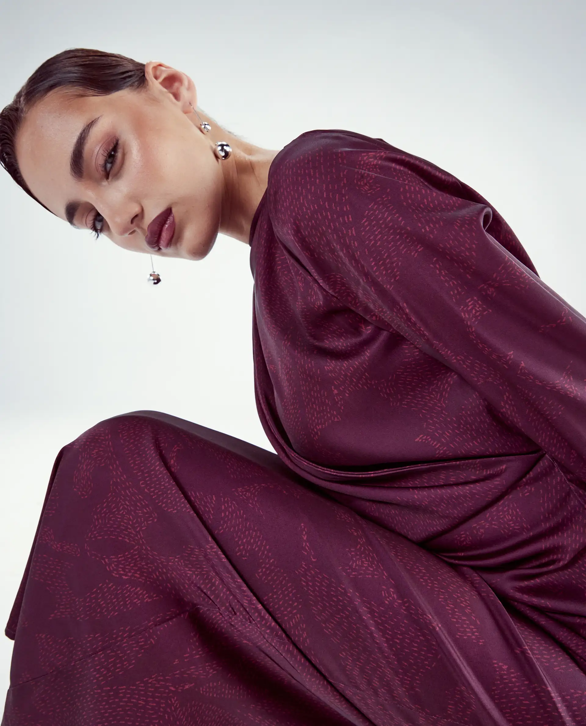 Rareism Women's Jusat Maroon Polyester Cowl Neck Straight Fit Dress - Image 3