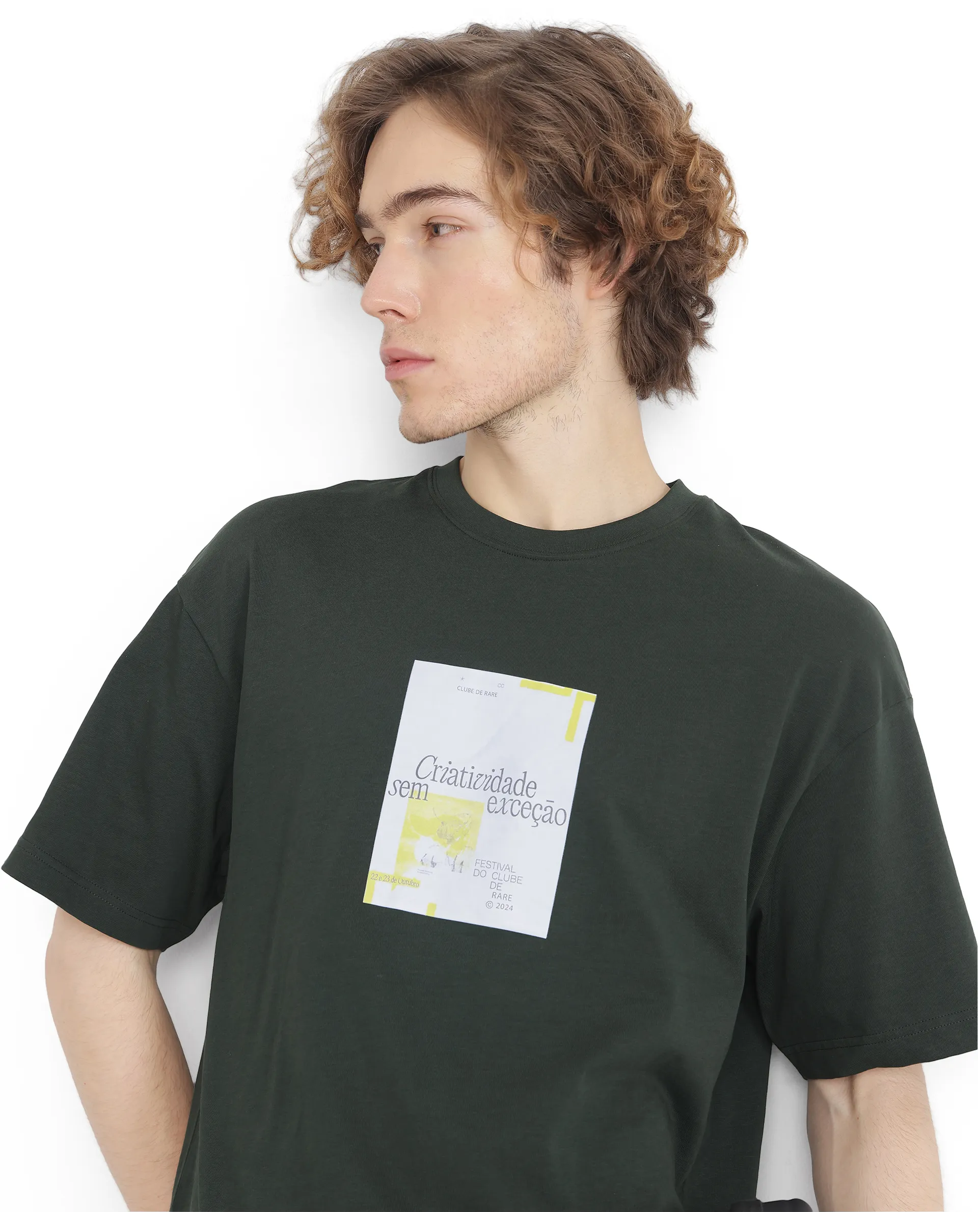Rare Rabbit Men's Justin Dark Olive Cotton Graphic Print Boxy Fit Half Sleeve Crew Neck T-Shirt - Image 8