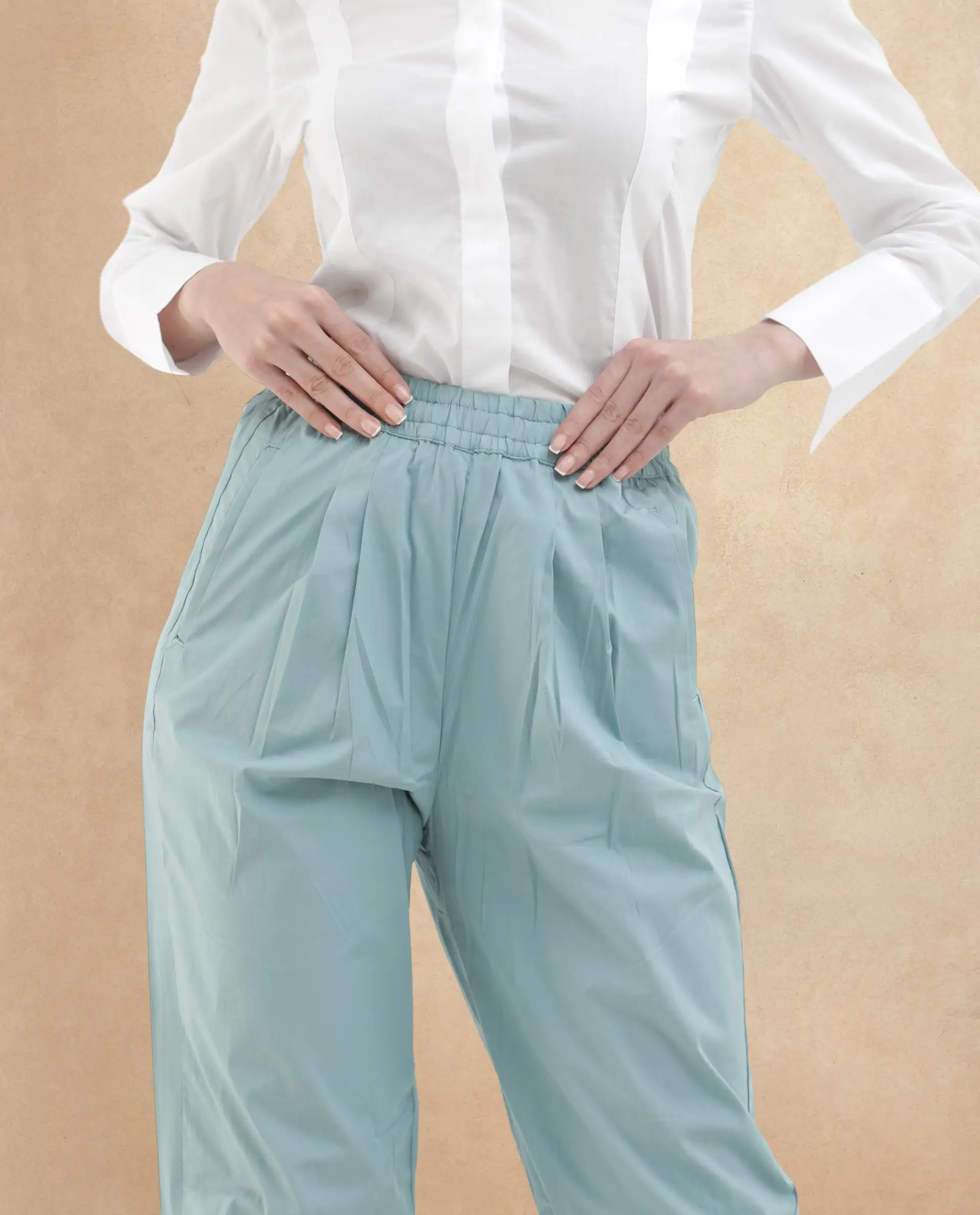 Rareism Women's Juven Dark Blue Cotton Plain Ankle Length Tapered Trouser - Image 3
