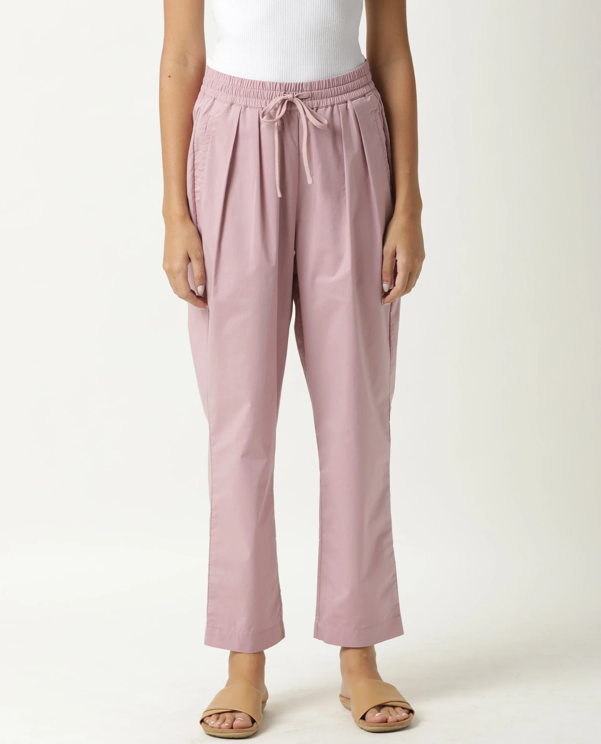 Rareism Women's Juven Purple Polyester Blend Plain Ankle Length Tapered Trouser - Image 2