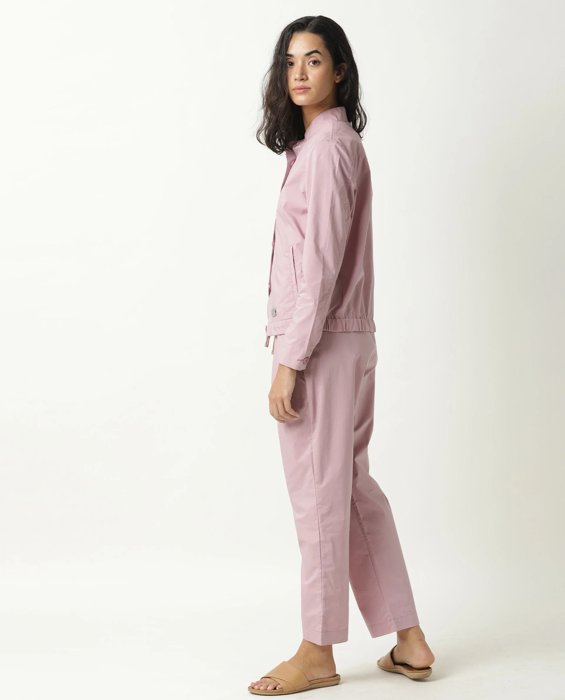 Rareism Women's Juven Purple Polyester Blend Plain Ankle Length Tapered Trouser - Image 5