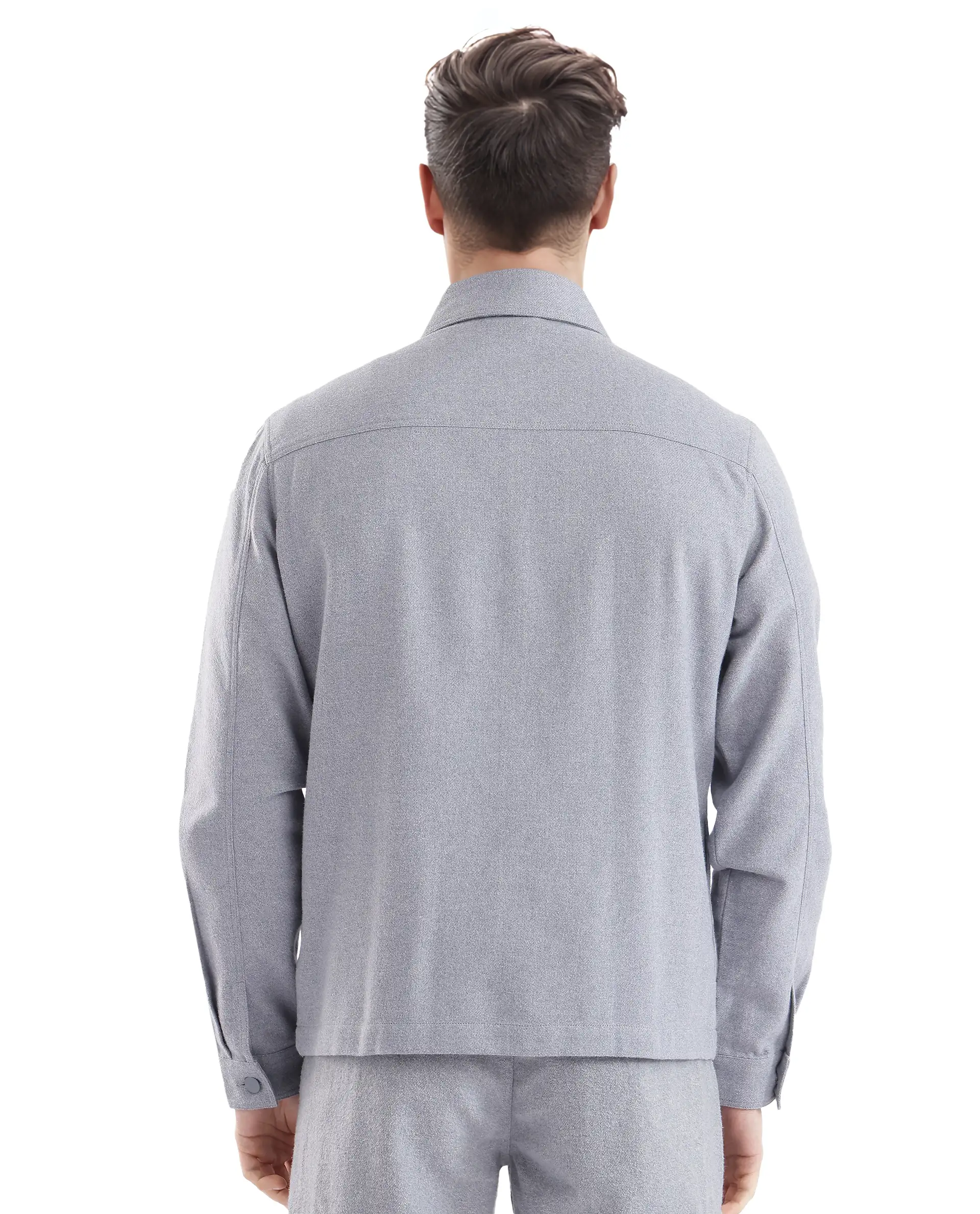 Rare Rabbit Men's Kaai Blue Polyester Blend Plain Regular Fit Full Sleeve Collared Shacket - Image 5